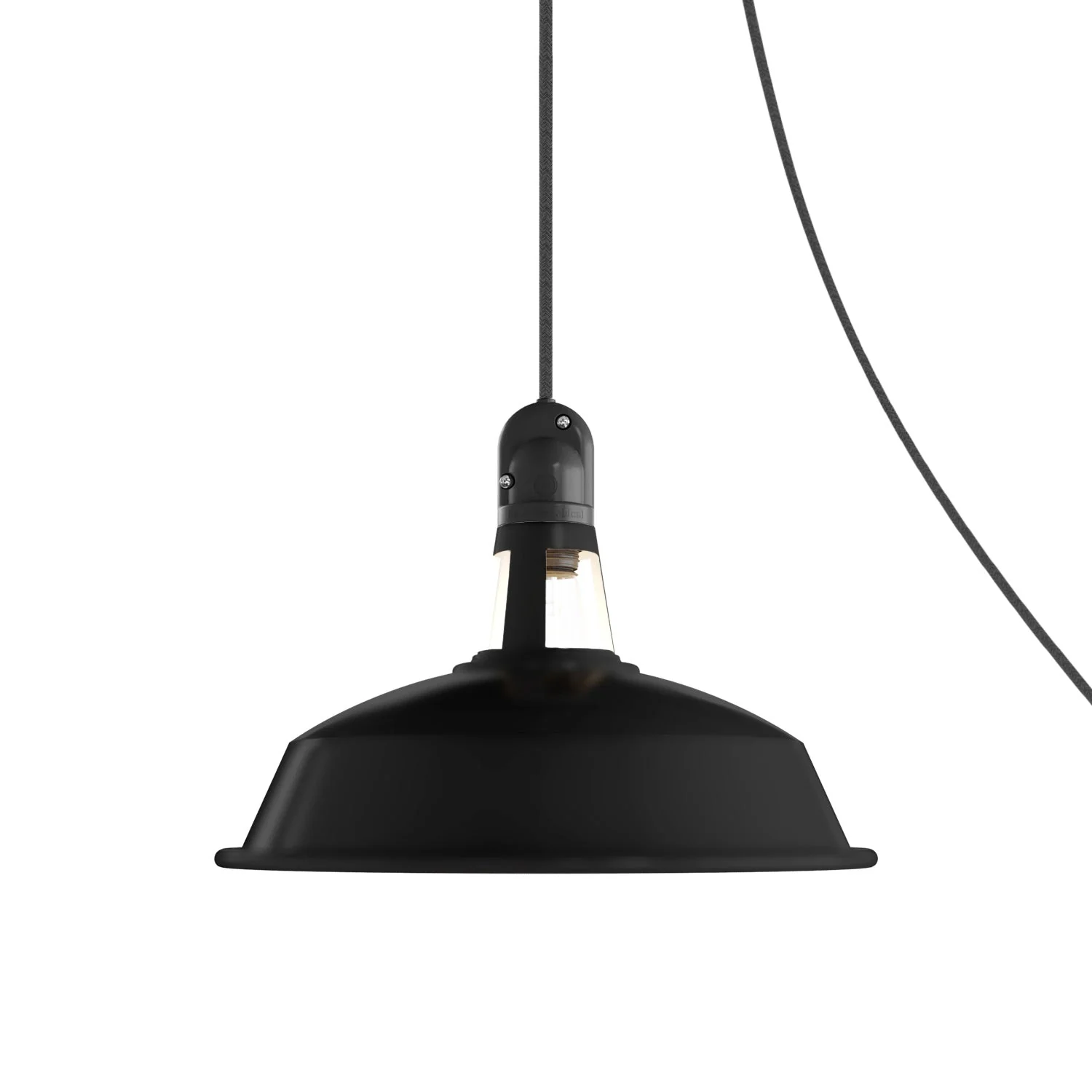 Portable outdoor lamp Snake with Harbour lampshade, 5 m fabric cable, IP65 waterproof lamp holder - Black