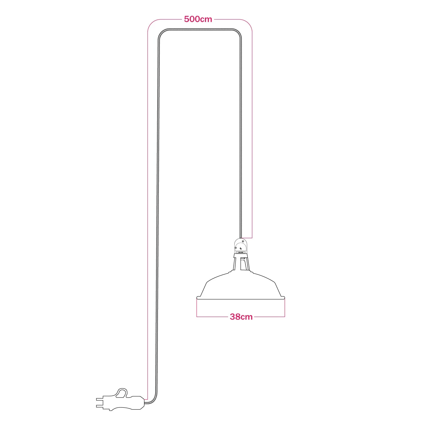 Portable outdoor lamp Snake with Harbour lampshade, 5 m fabric cable, IP65 waterproof lamp holder - Black - Image 5