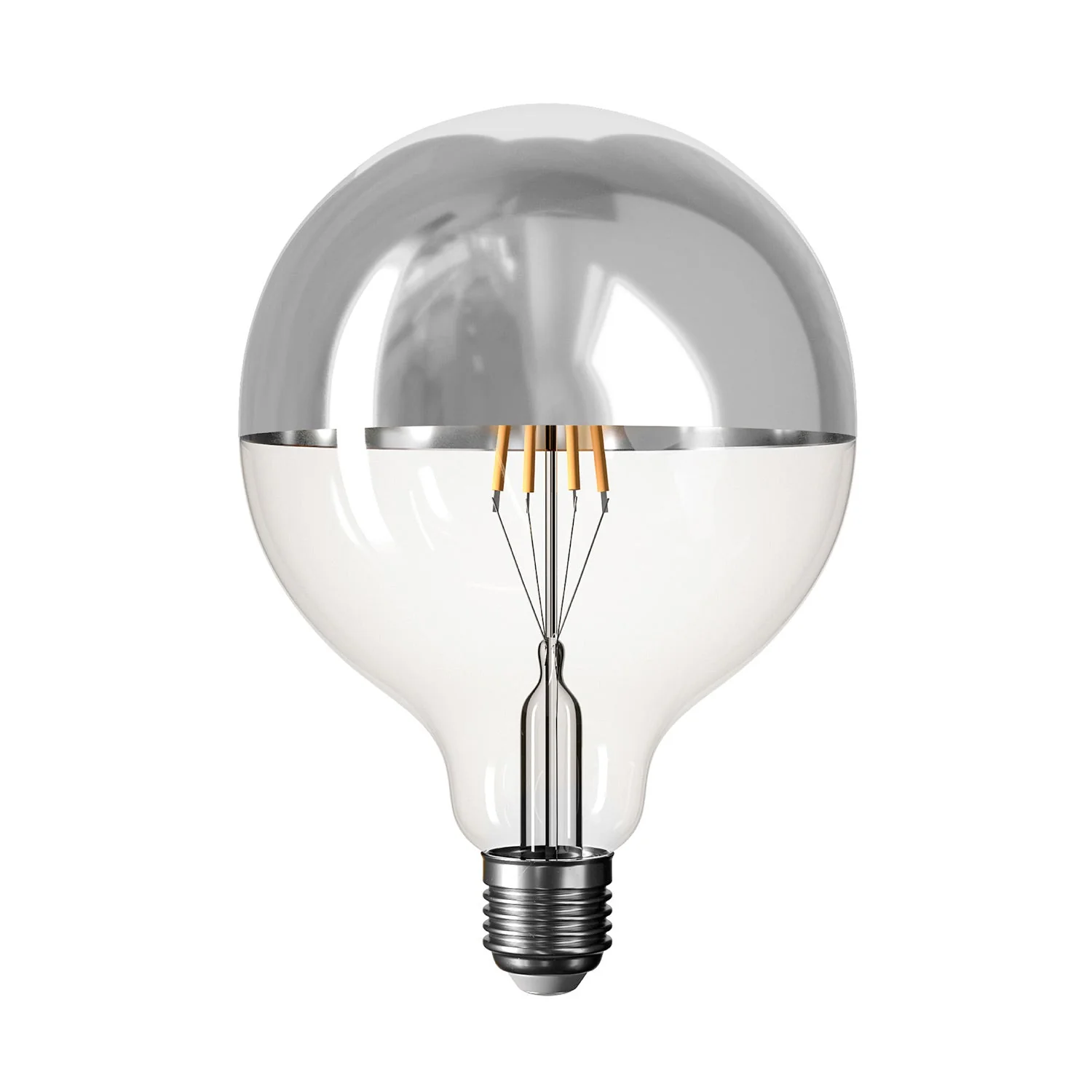 Cabless01 portable rechargeable lamp with half-silver globe light bulb - White - Image 6