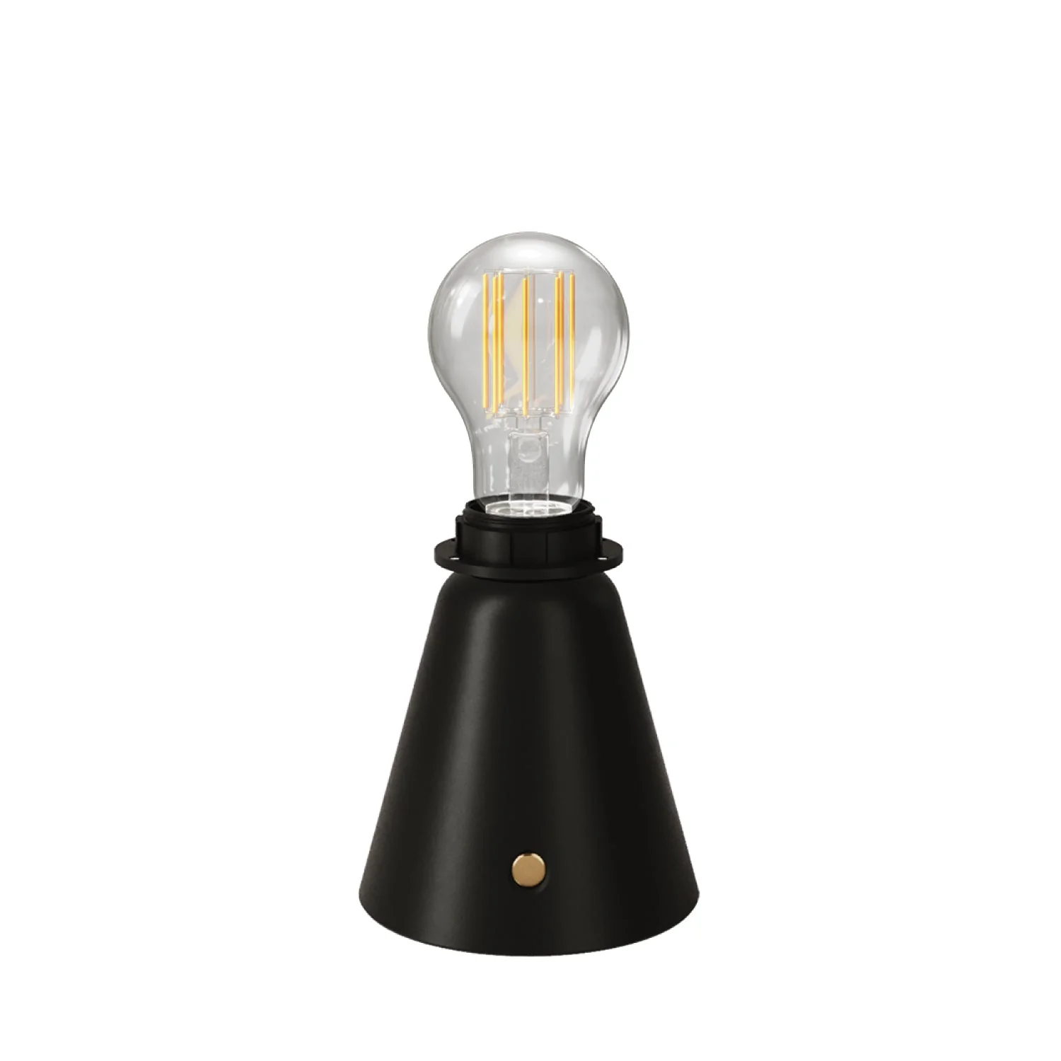 Cabless11 rechargeable portable lamp with drop light bulb and lampshade fitting - Black