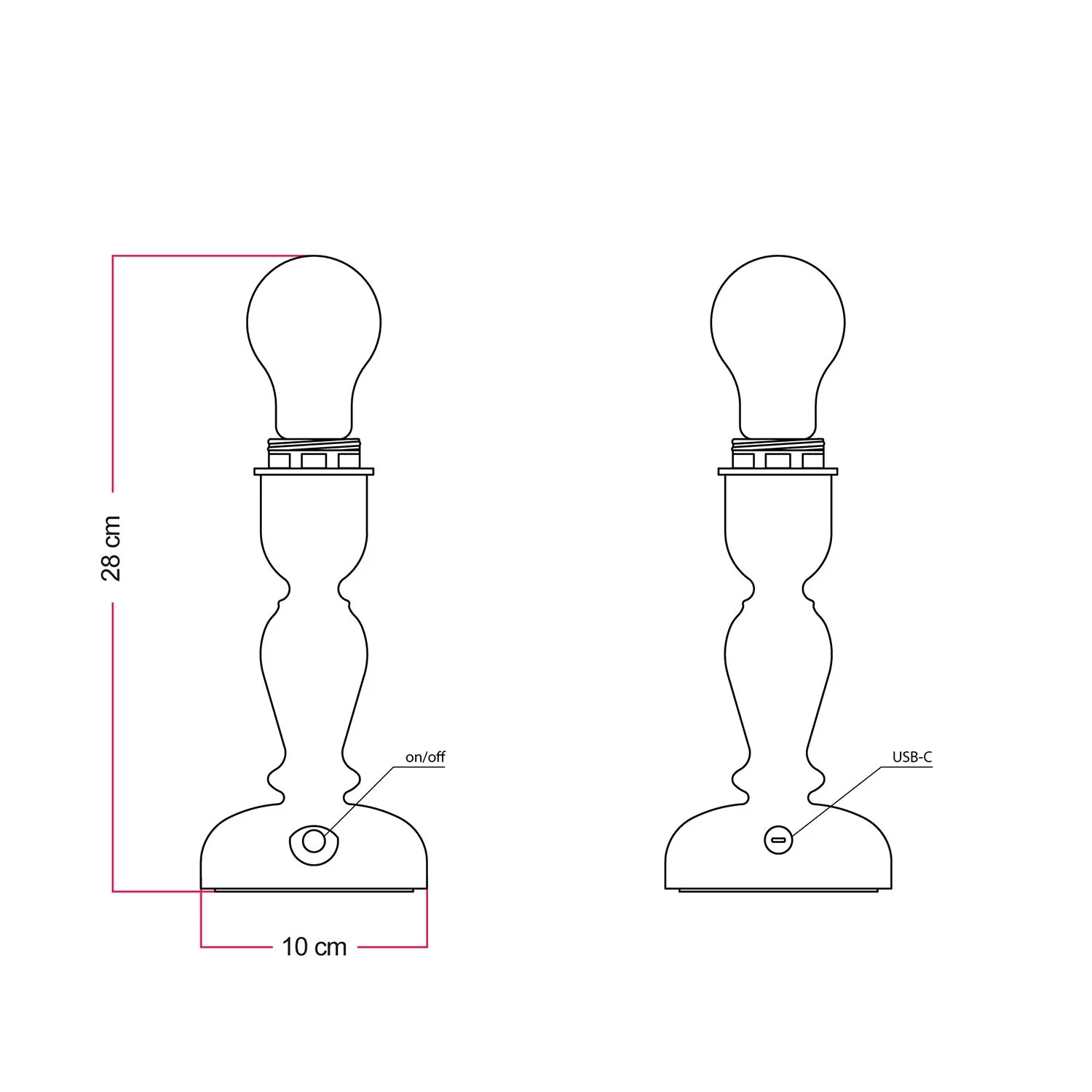 Portable rechargeable Cabless14 lamp with drop light bulb and lampshade-ready - Neutral - Image 5