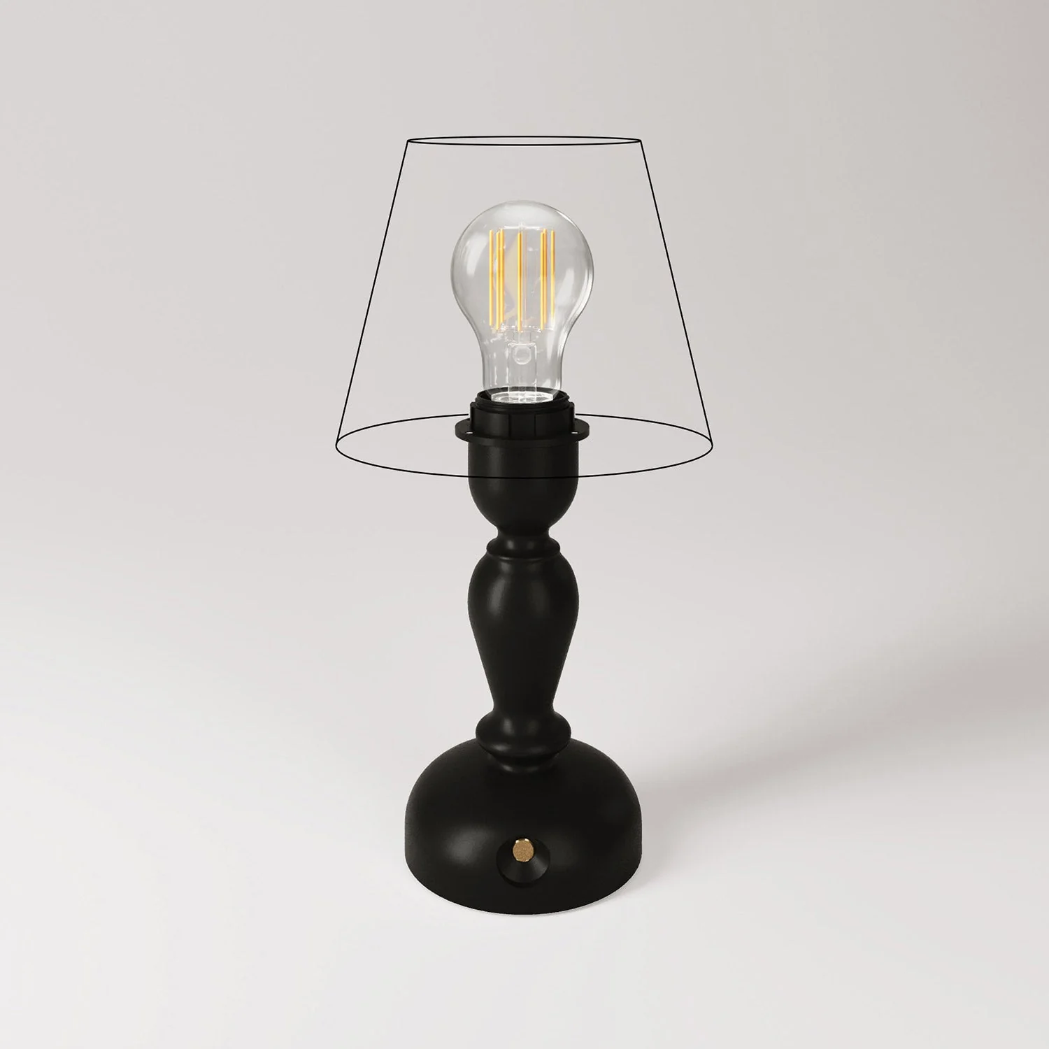 Cabless14 portable rechargeable lamp with drop-shaped light bulb and lampshade fitting - Black