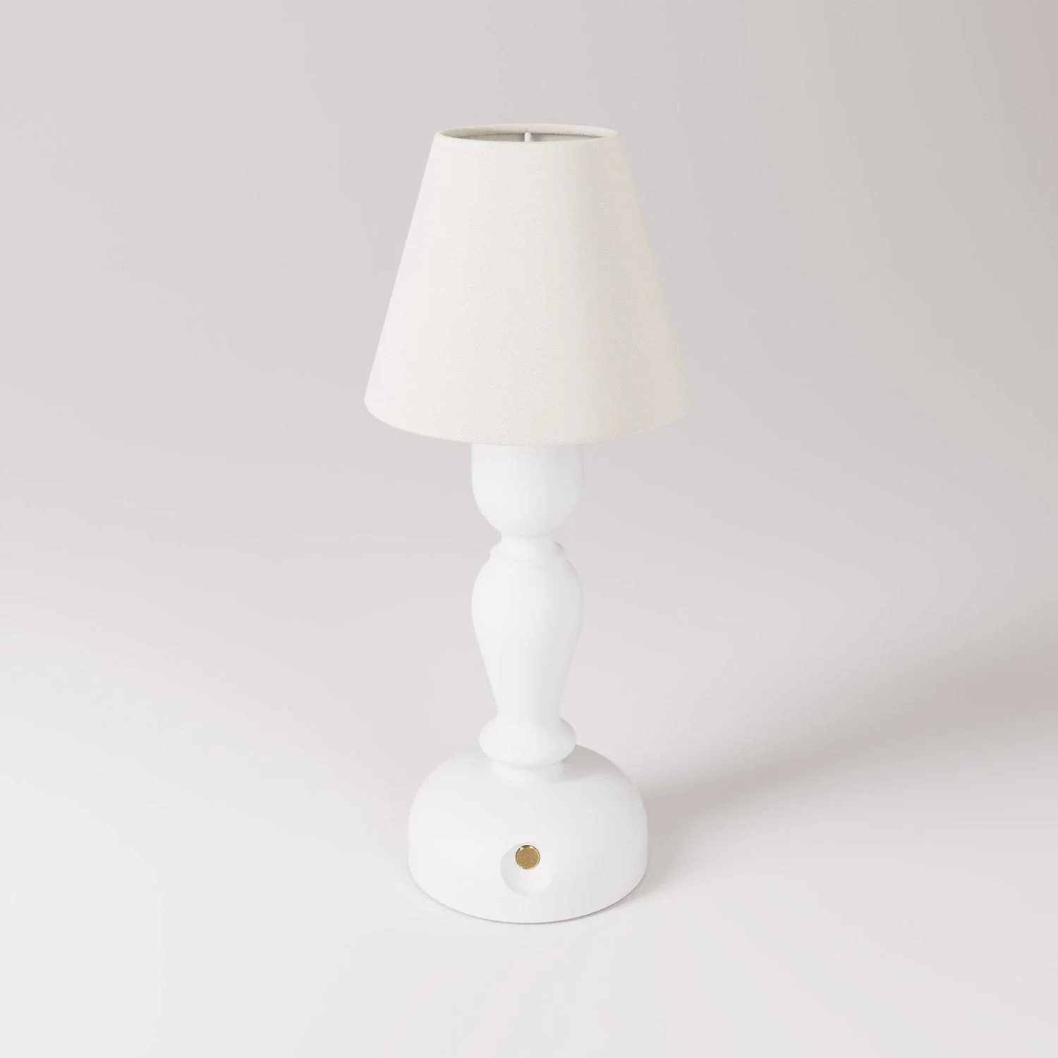 Portable rechargeable Cabless14 lamp with drop-shaped light bulb and lampshade - White