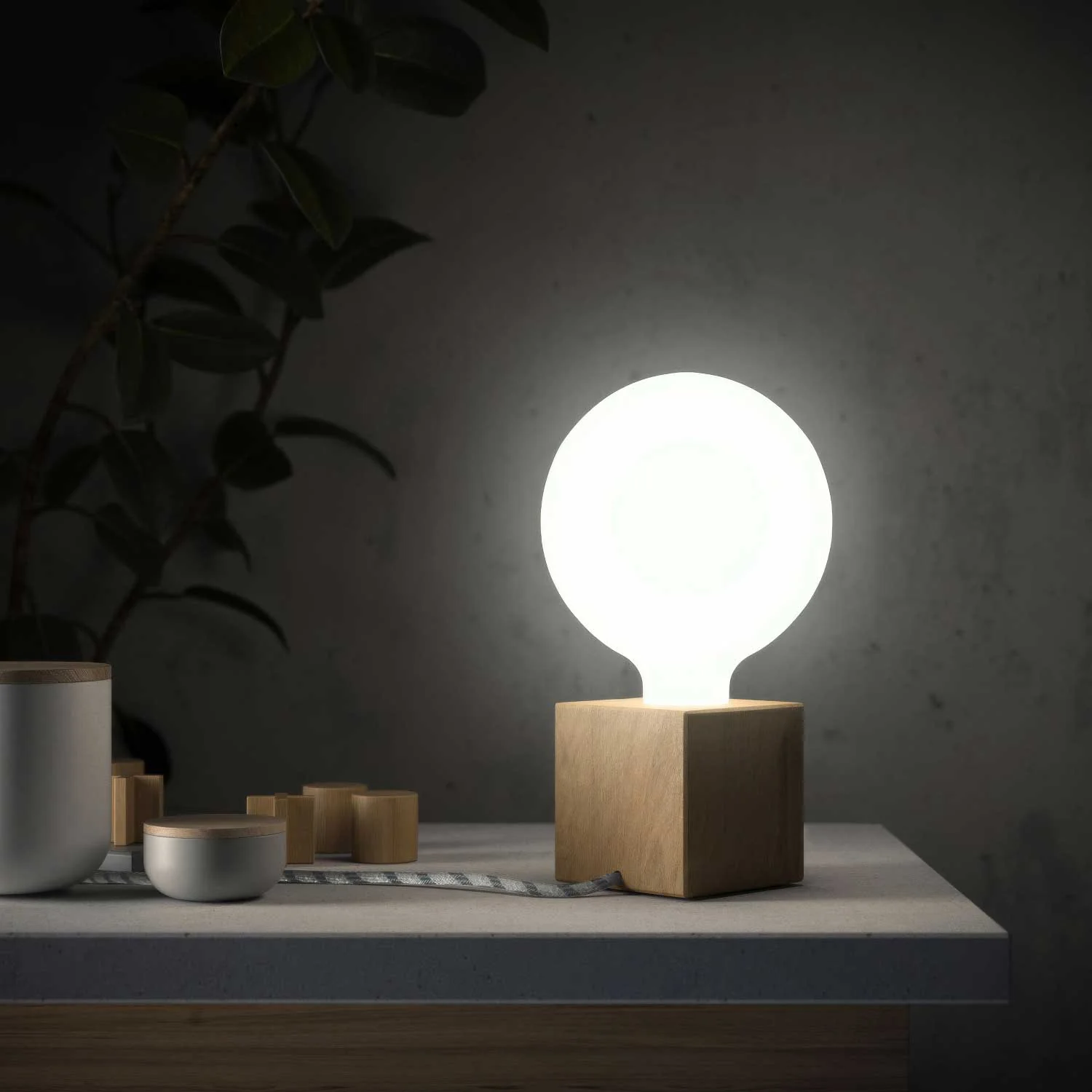 Posaluce Cubetto, natural wood table lamp - Neutral - Image 2