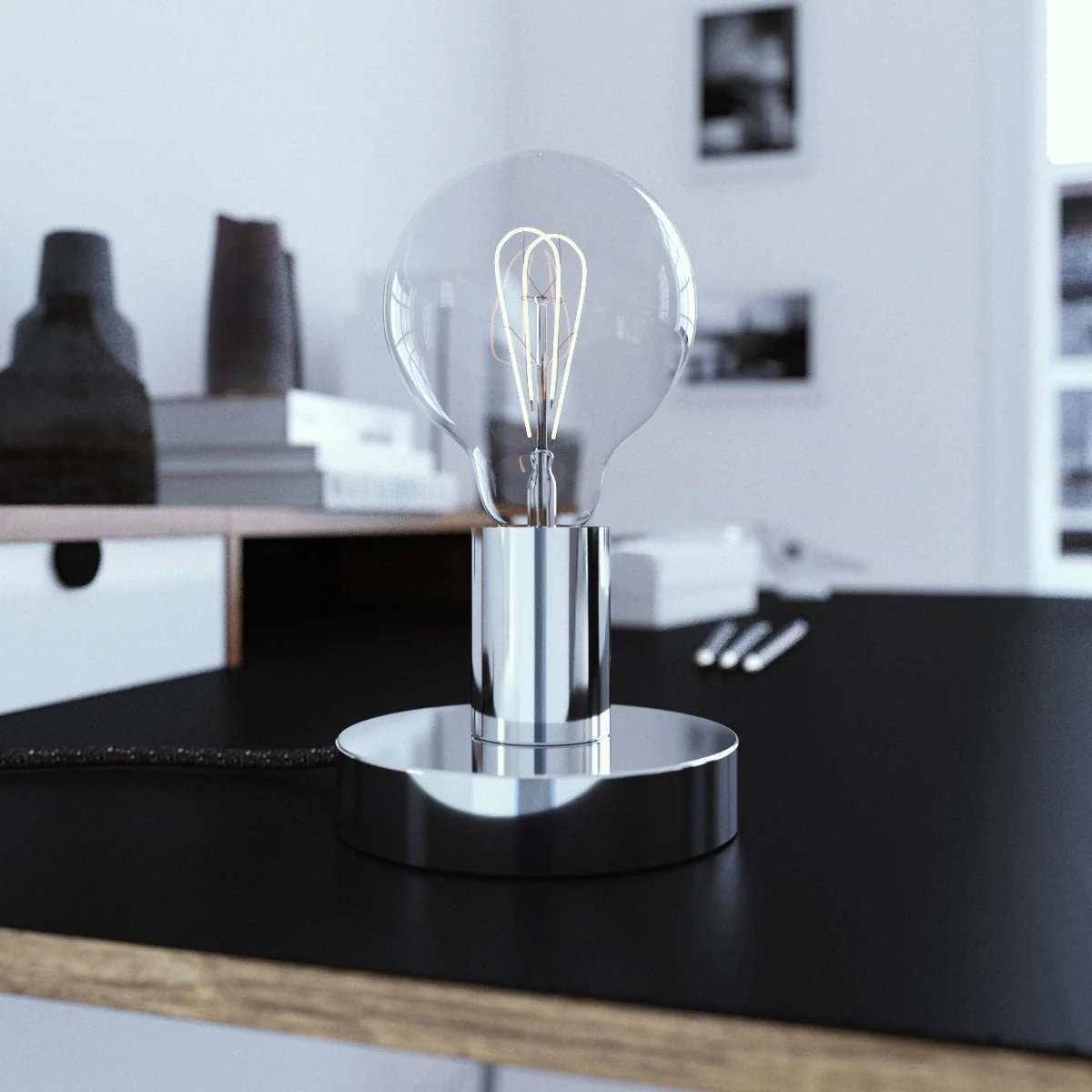 Posaluce - Table lamp in metal with UK plug - Chrome - Image 2