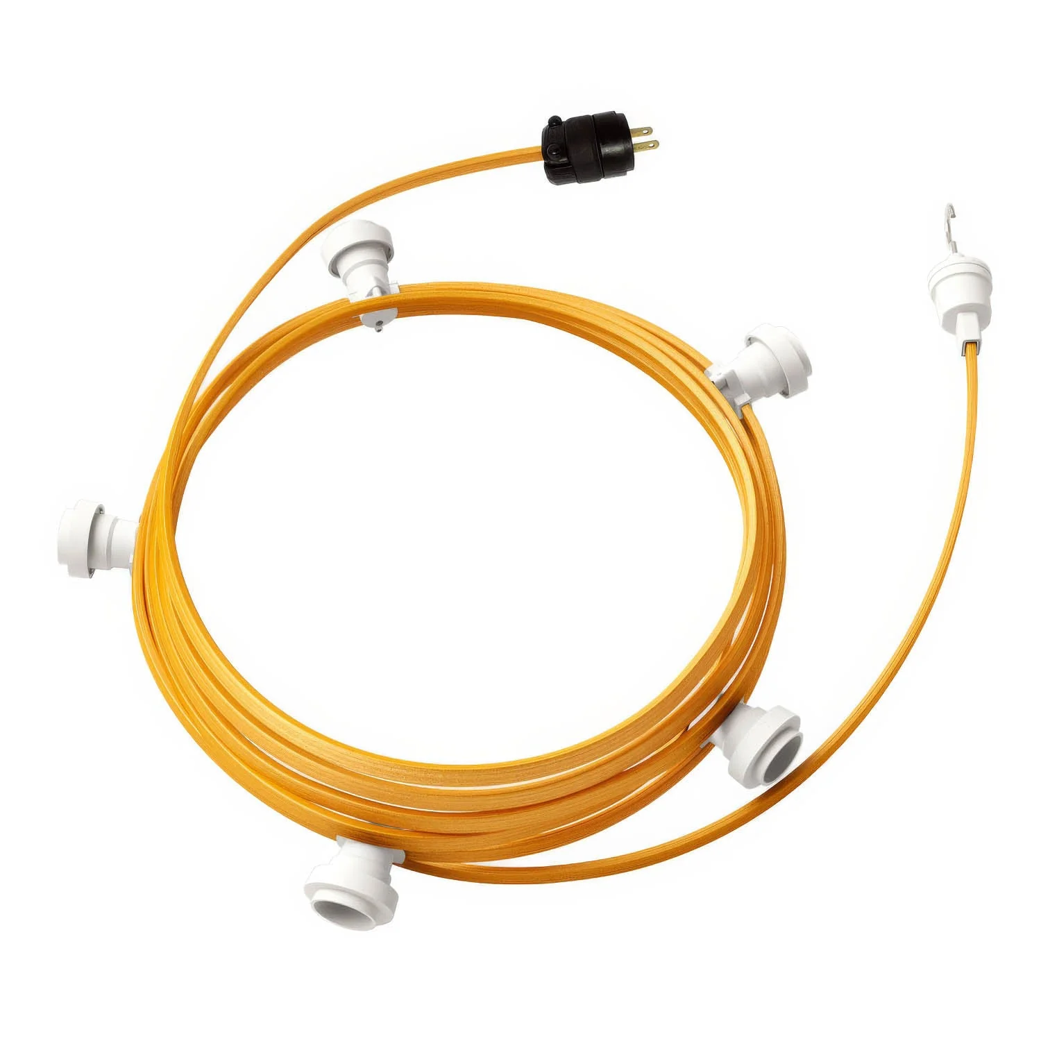 Ready-to-use 25 ft String Light with 5 white sockets, hook and plug - CM05