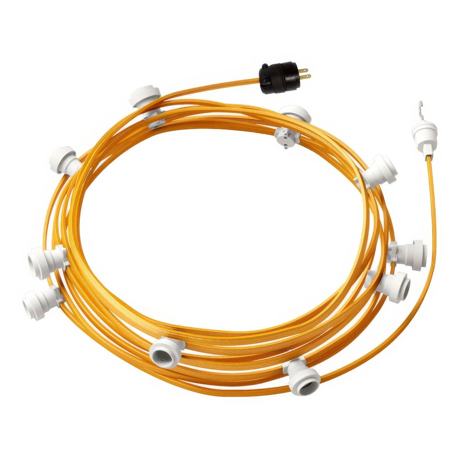 Ready-to-use 40 ft String Light with 10 white Sockets, Hook and Plug - CM05