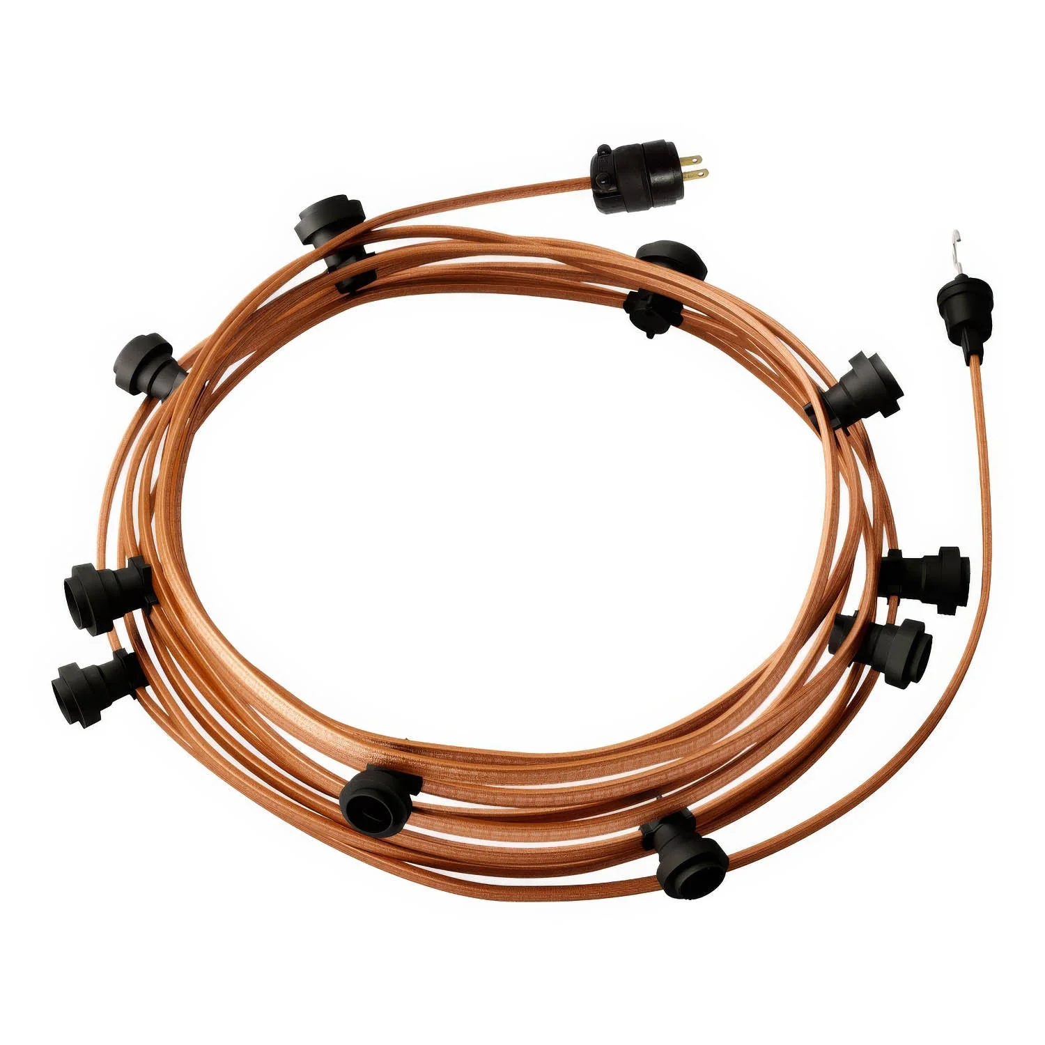 Ready-to-use 40ft String Light with 10 black Sockets, Hook and Plug - CM22
