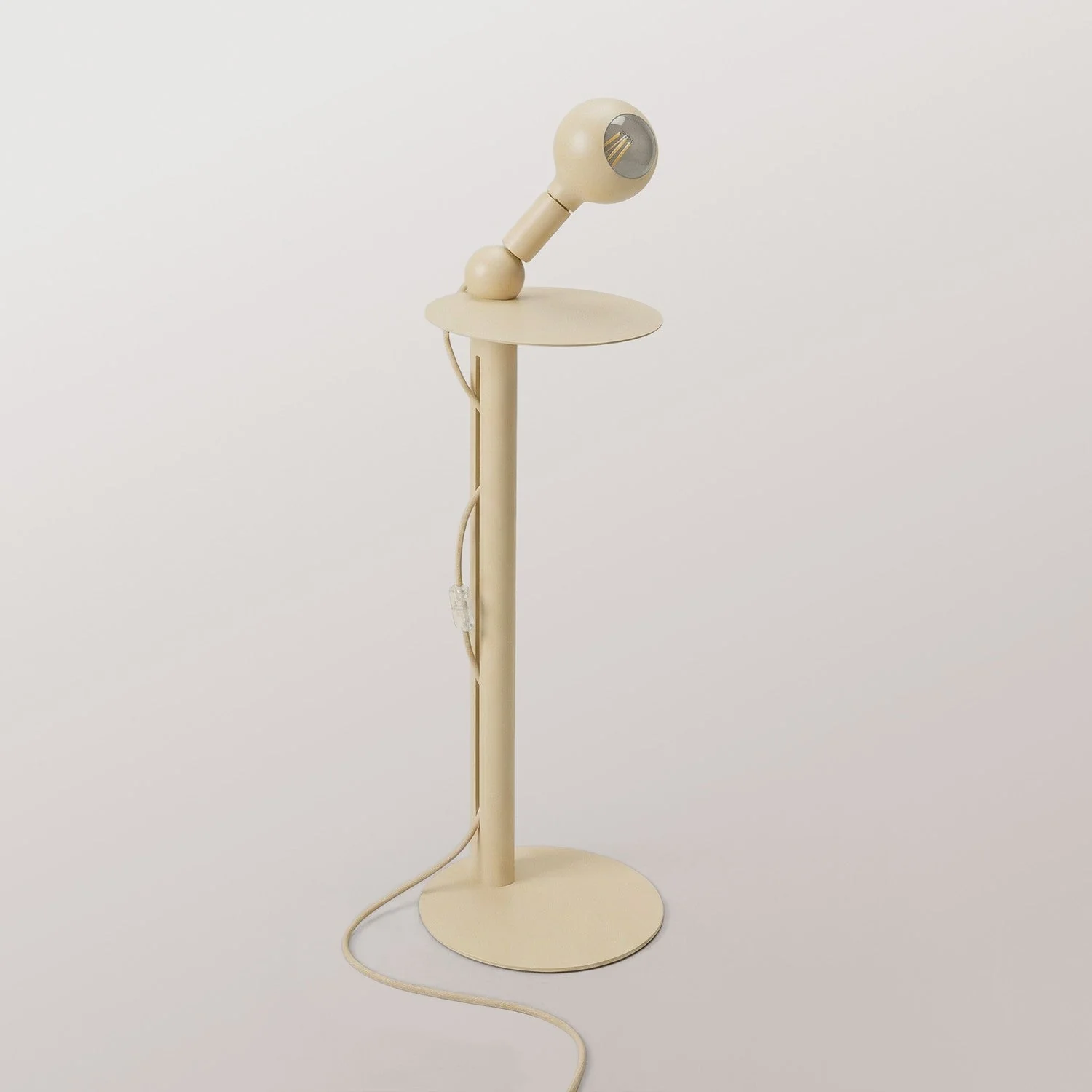 Rocco - Floor lamp with UK Plug and Camo Light bulb - Cream - Image 4