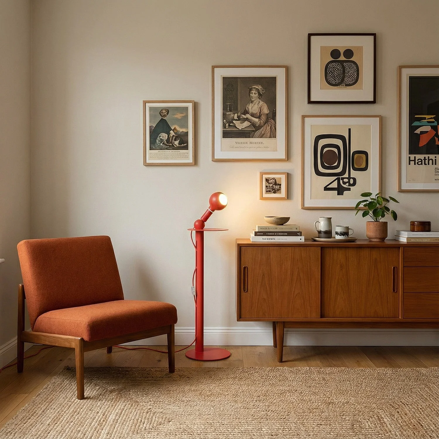Rocco - Floor lamp with UK plug and Camo light bulb - Red - Image 2