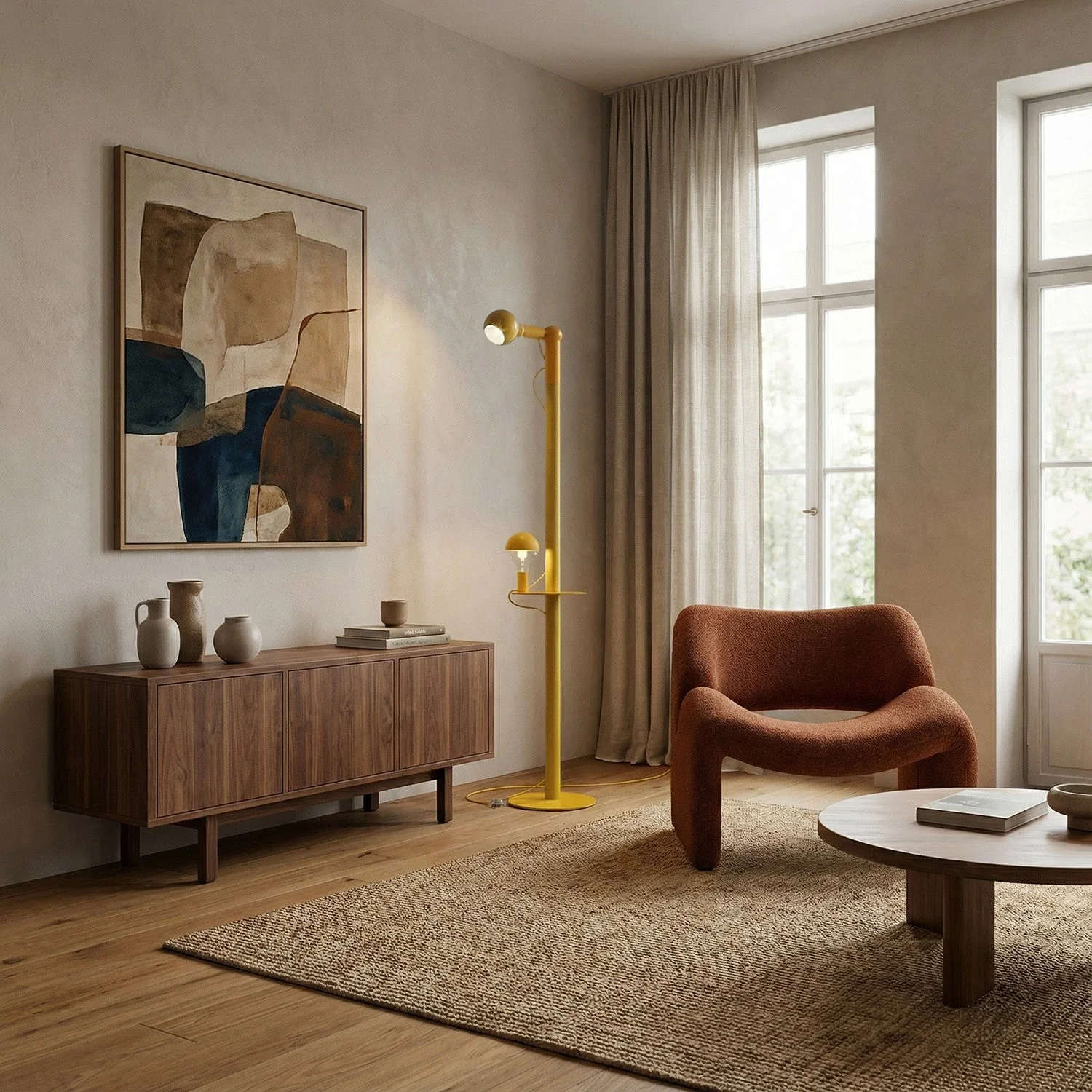 Rocco XXL - Floor lamp with Maria and Camo Light bulb - Yellow - Image 3