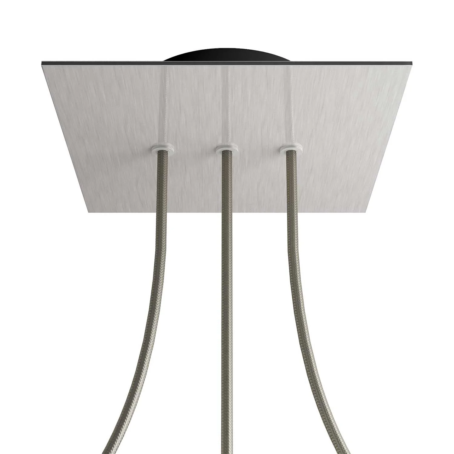 Ceiling rose Rose-One square, 200 mm with 3 inline holes and 4 side holes - Satin steel Dibond - Image 8