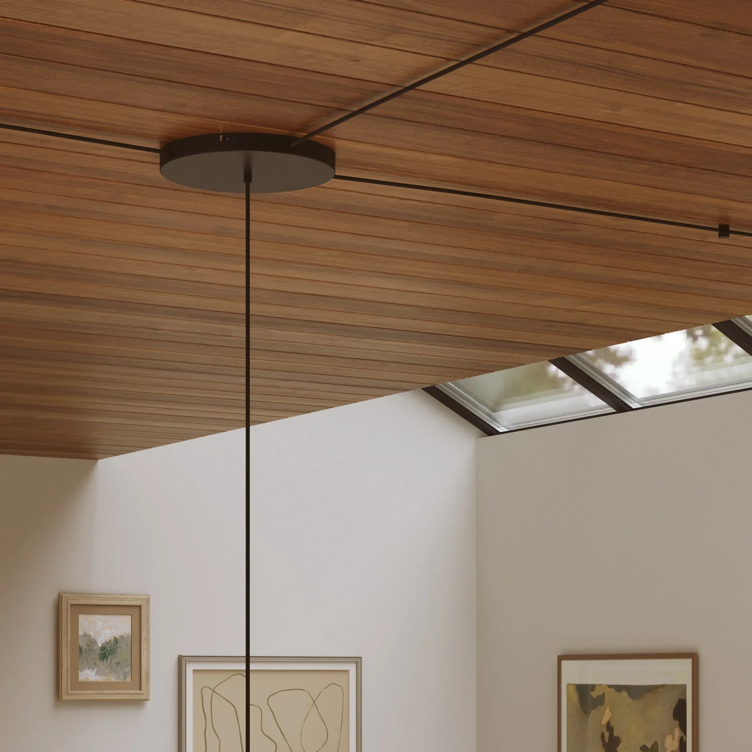 Round aluminum Ceiling canopy Ø 30 cm with bracket and grounding Cord, with 1 central hole - Black - Image 18