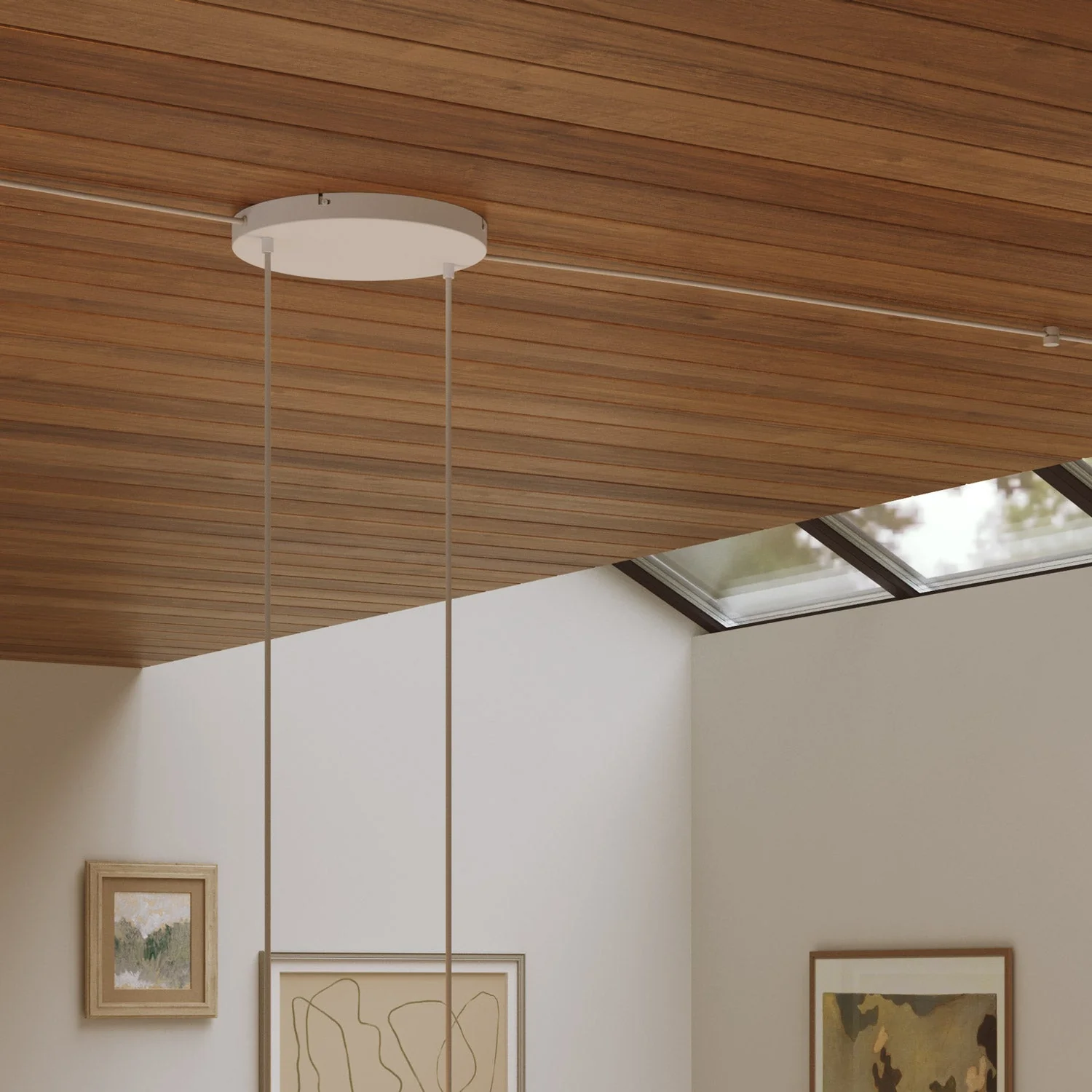 Round aluminum ceiling canopy Ø 30 cm with bracket and grounding cord, with 2 front holes - Matt White - Image 13