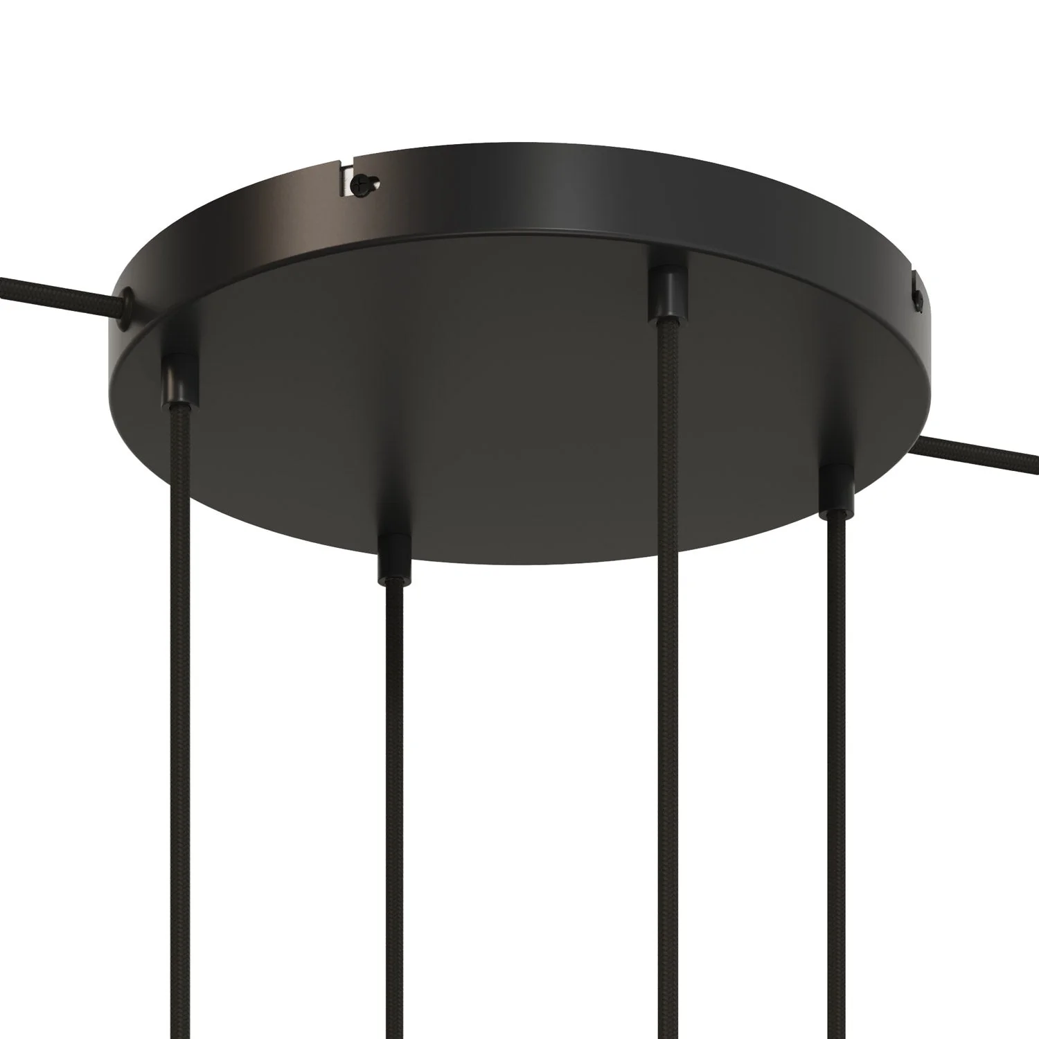 Round aluminum ceiling canopy Ø 30 cm with bracket and grounding cord, with 4 front holes - Black - Image 11