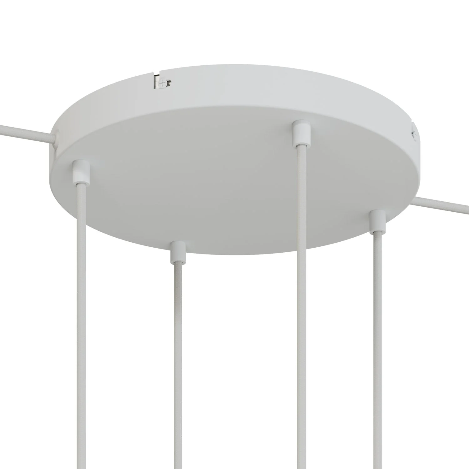 Round aluminum ceiling canopy Ø 30 cm with bracket and grounding cord, with 4 front holes - Matt White - Image 11
