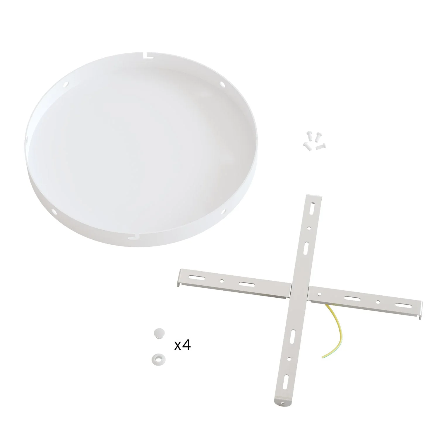 Round aluminum ceiling canopy Ø 30 cm with bracket and grounding cord, with 4 side holes - Matt White - Image 4