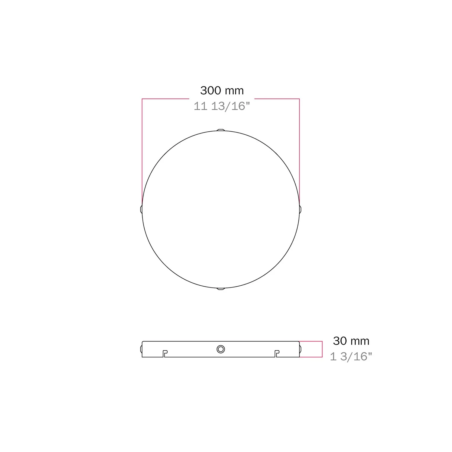 Round aluminum ceiling canopy Ø 30 cm with bracket and grounding cord, with 4 side holes - Matt White - Image 5