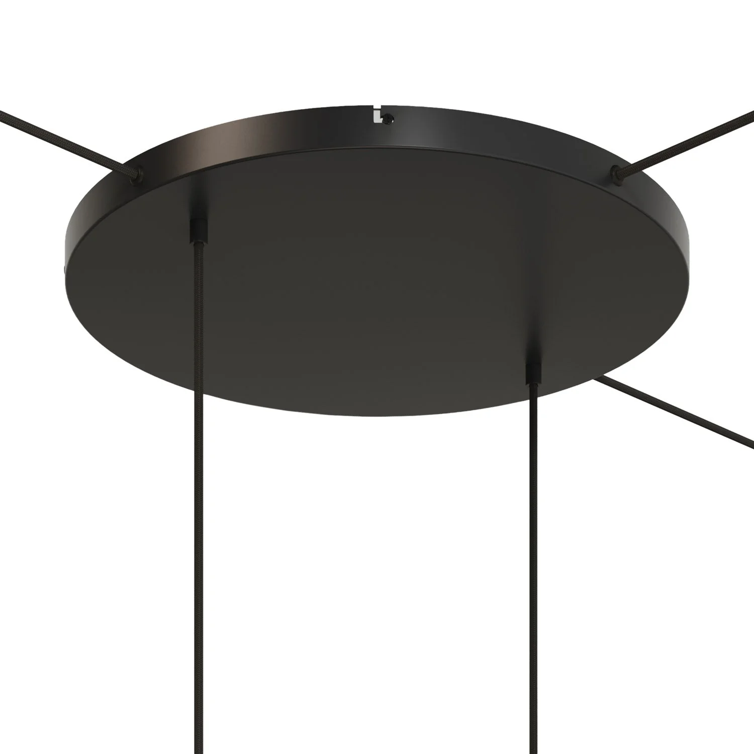Round aluminum ceiling canopy Ø 50 cm with bracket and grounding cord, with 2 front holes - Black - Image 16
