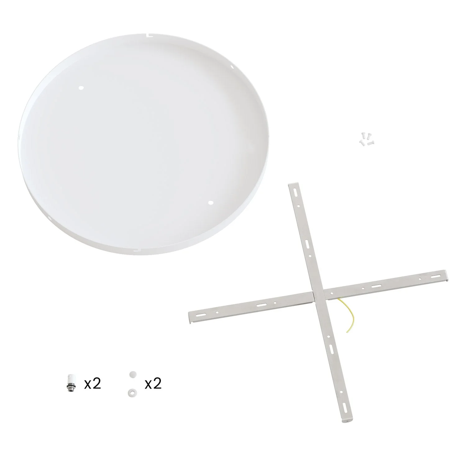 Round aluminum Ceiling canopy Ø 50 cm with bracket and grounding Cord, with 2 front holes - Matte White - Image 14