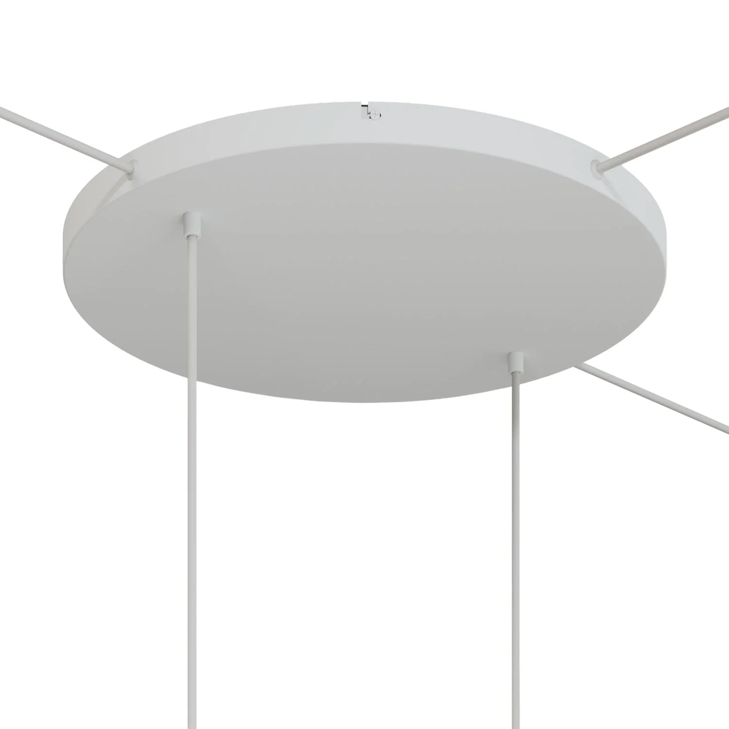 Round aluminum Ceiling canopy Ø 50 cm with bracket and grounding Cord, with 2 front holes - Matte White - Image 16