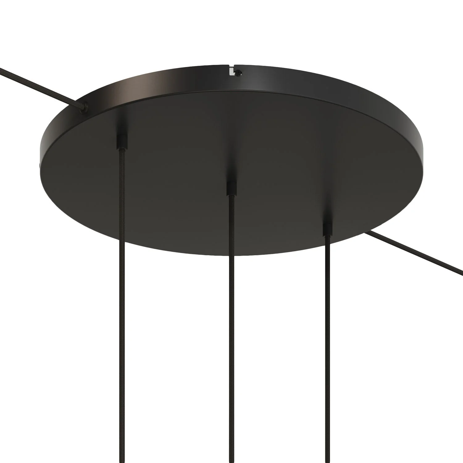 Round aluminum ceiling canopy Ø 50 cm with bracket and grounding cord, with 3 front holes in line -  Black - Image 11