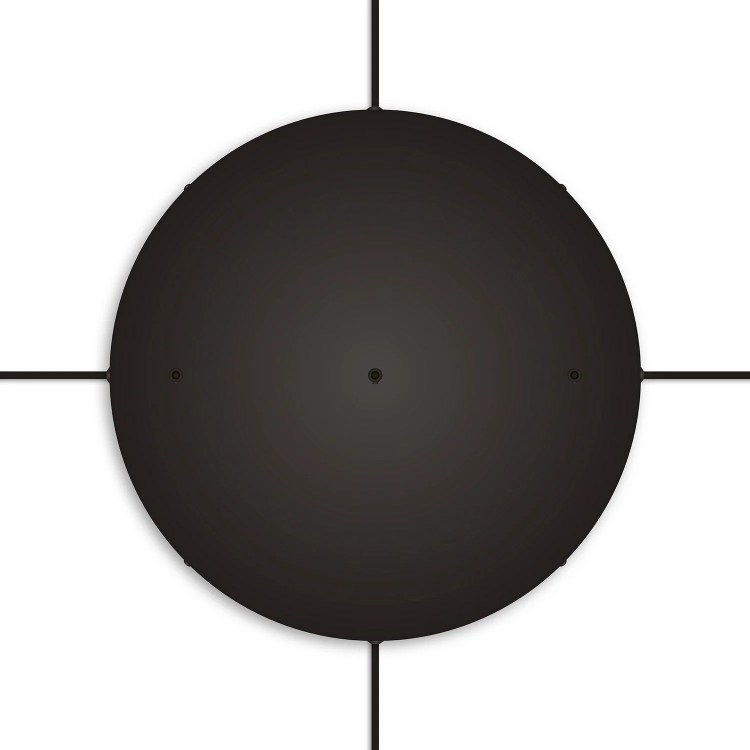 Round aluminum ceiling canopy Ø 50 cm with bracket and grounding cord, with 3 front holes in line -  Black - Image 22