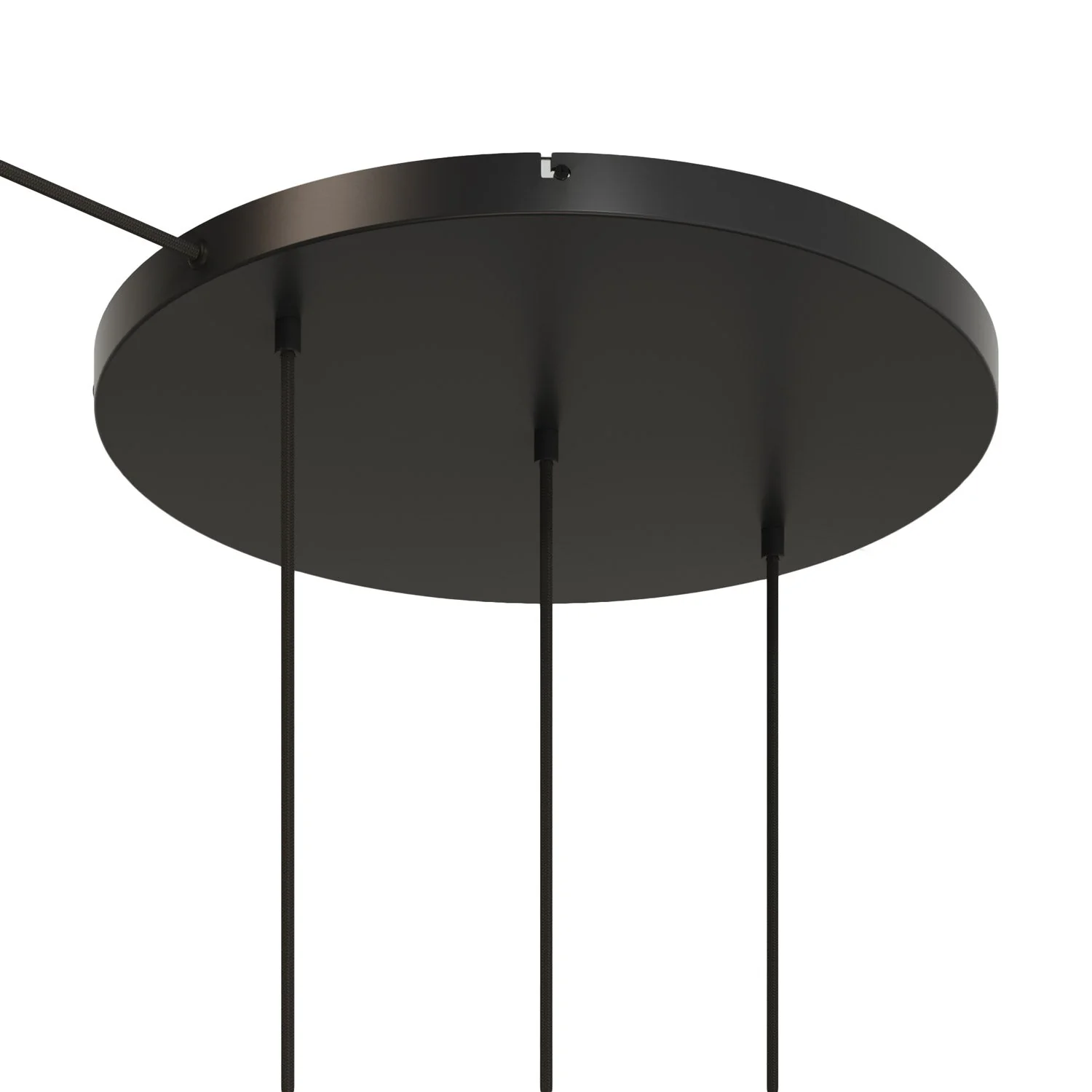 Round aluminum ceiling canopy Ø 50 cm with bracket and grounding cord, with 3 front holes in line -  Black - Image 6