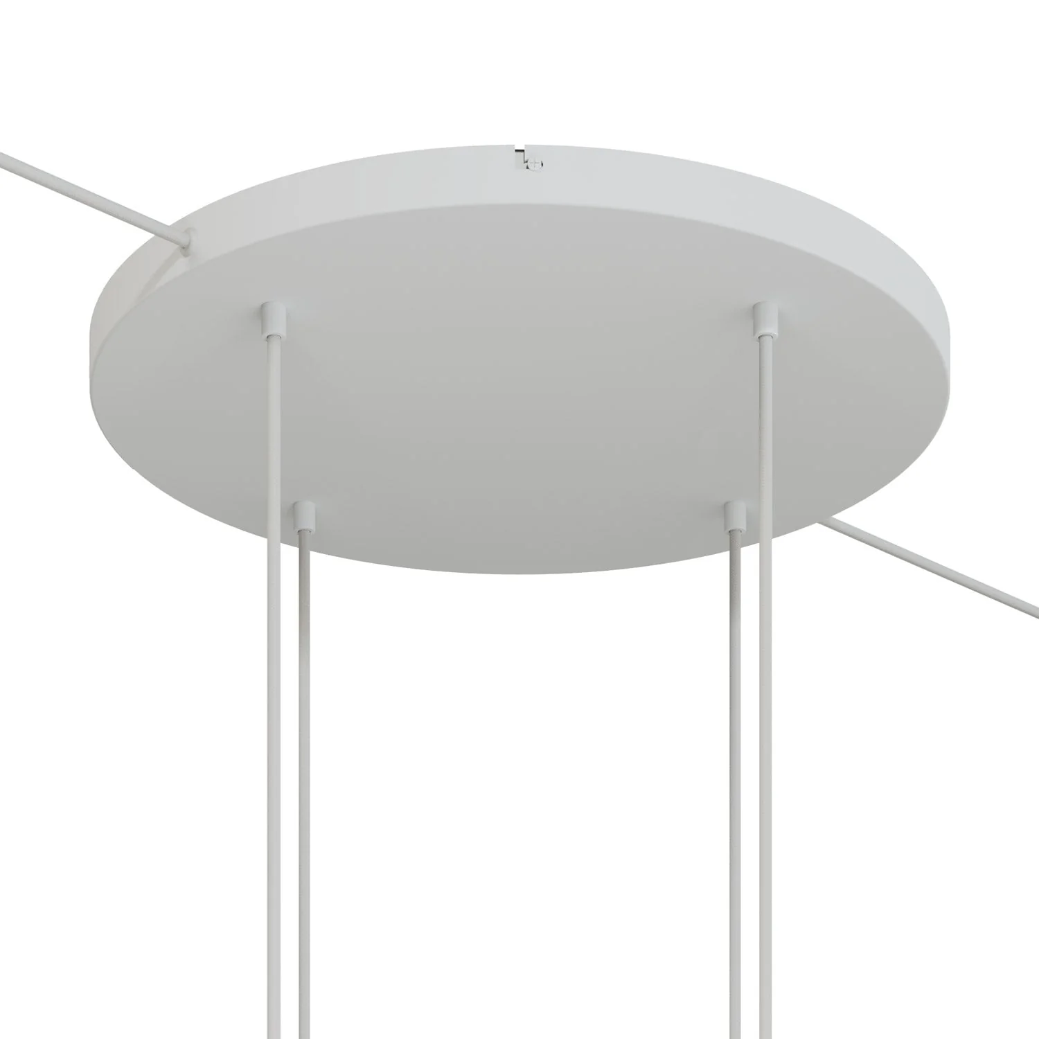 Round aluminum Ceiling canopy Ø 50 cm with bracket and grounding Cord, with 4 front holes - Matte White - Image 11