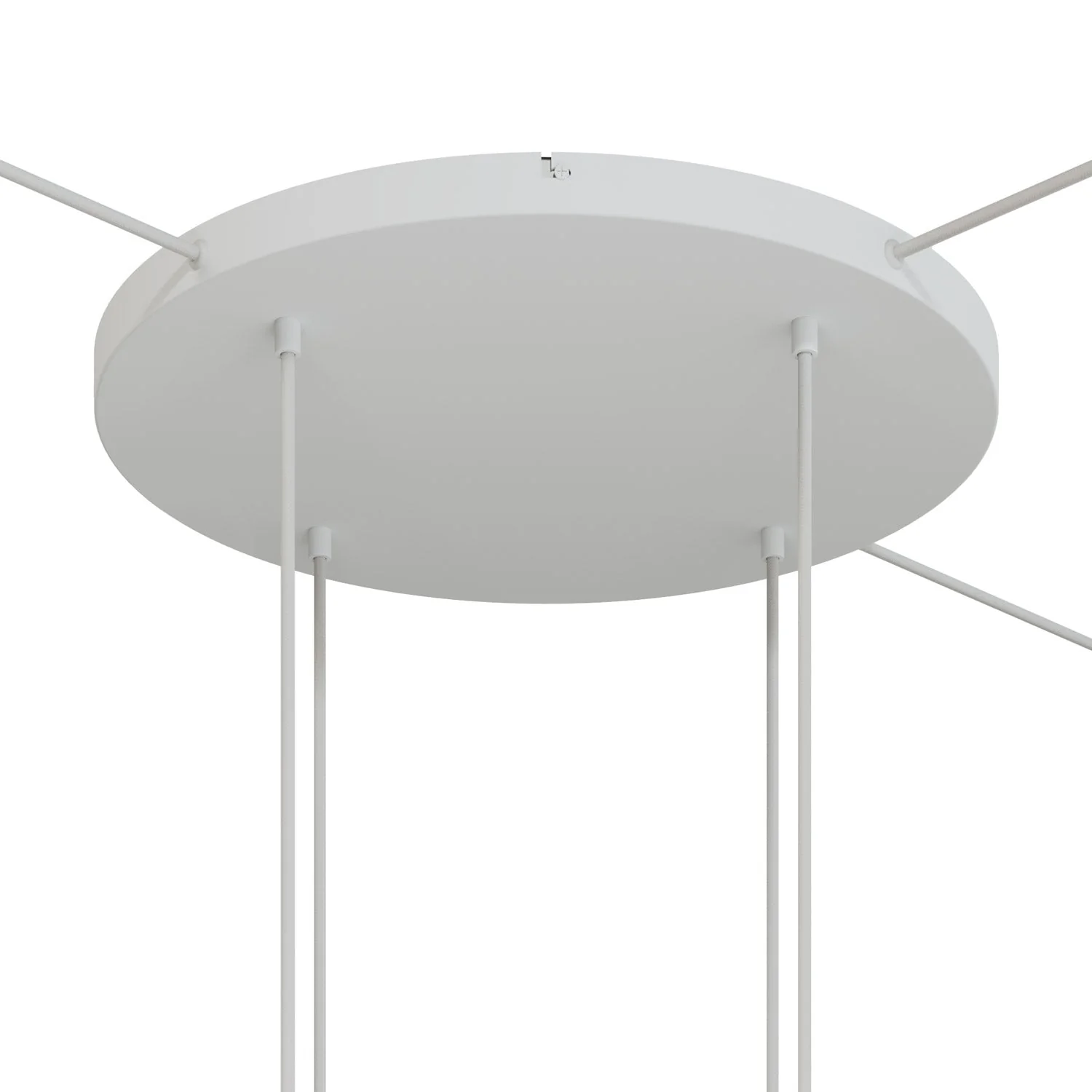 Round aluminum Ceiling canopy Ø 50 cm with bracket and grounding Cord, with 4 front holes - Matte White - Image 16