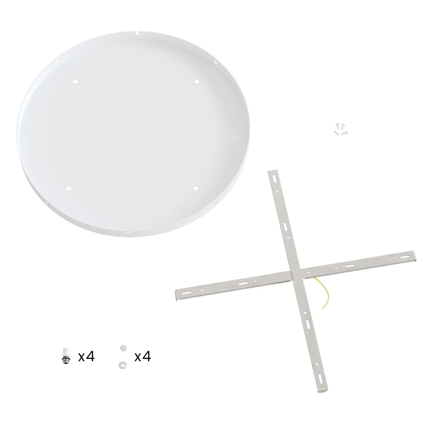 Round aluminum Ceiling canopy Ø 50 cm with bracket and grounding Cord, with 4 front holes - Matte White - Image 24