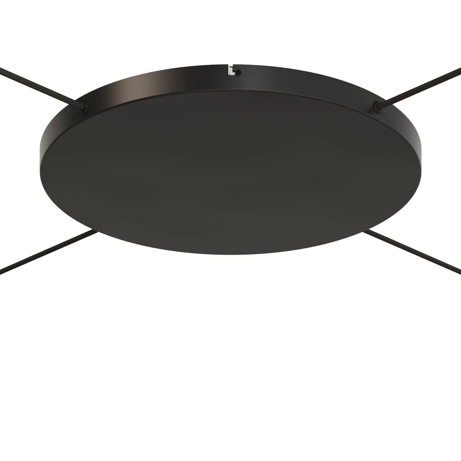 Round aluminum Ceiling canopy Ø 50 cm with bracket and grounding Cord, with 4 side holes - Black