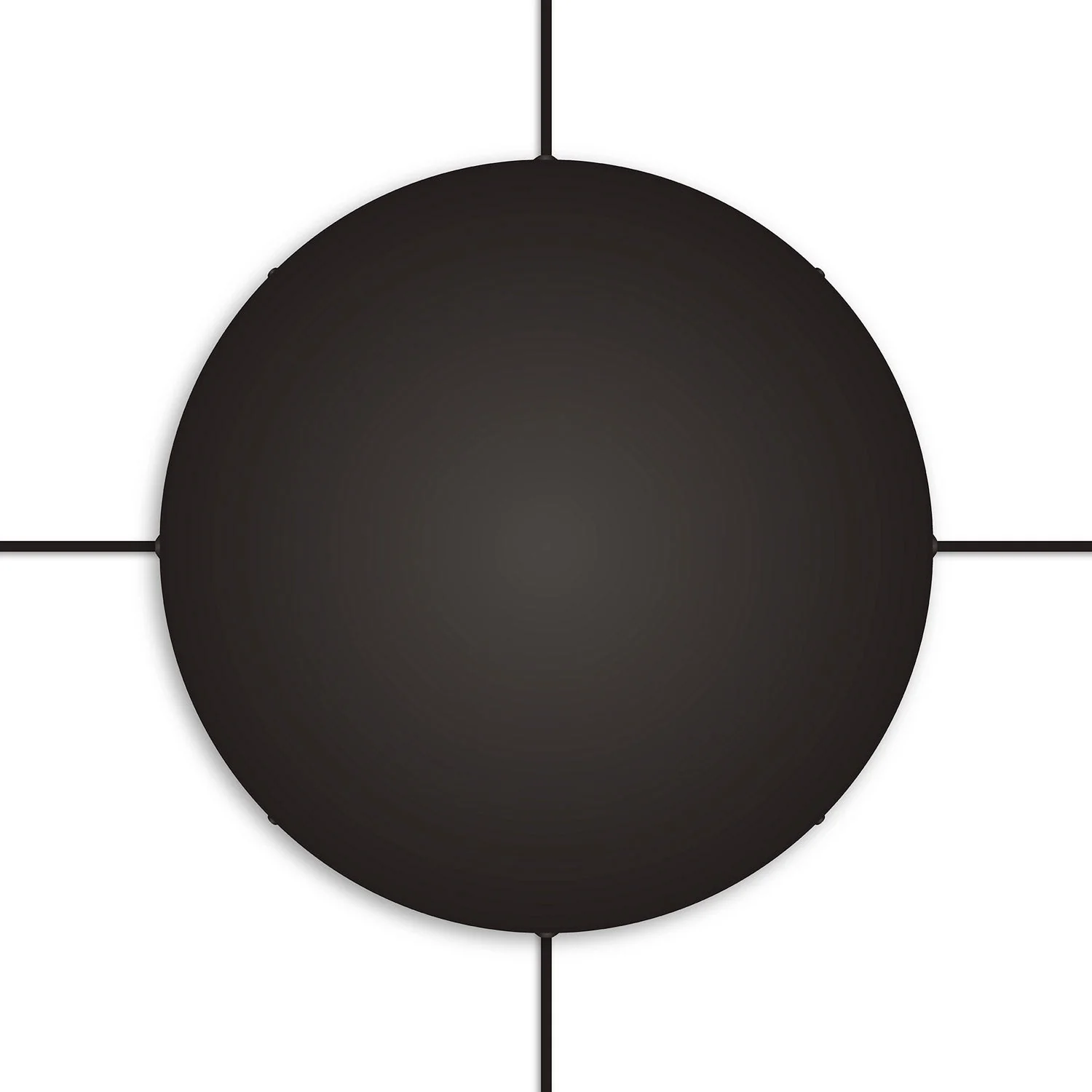 Round aluminum Ceiling canopy Ø 50 cm with bracket and grounding Cord, with 4 side holes - Black - Image 2