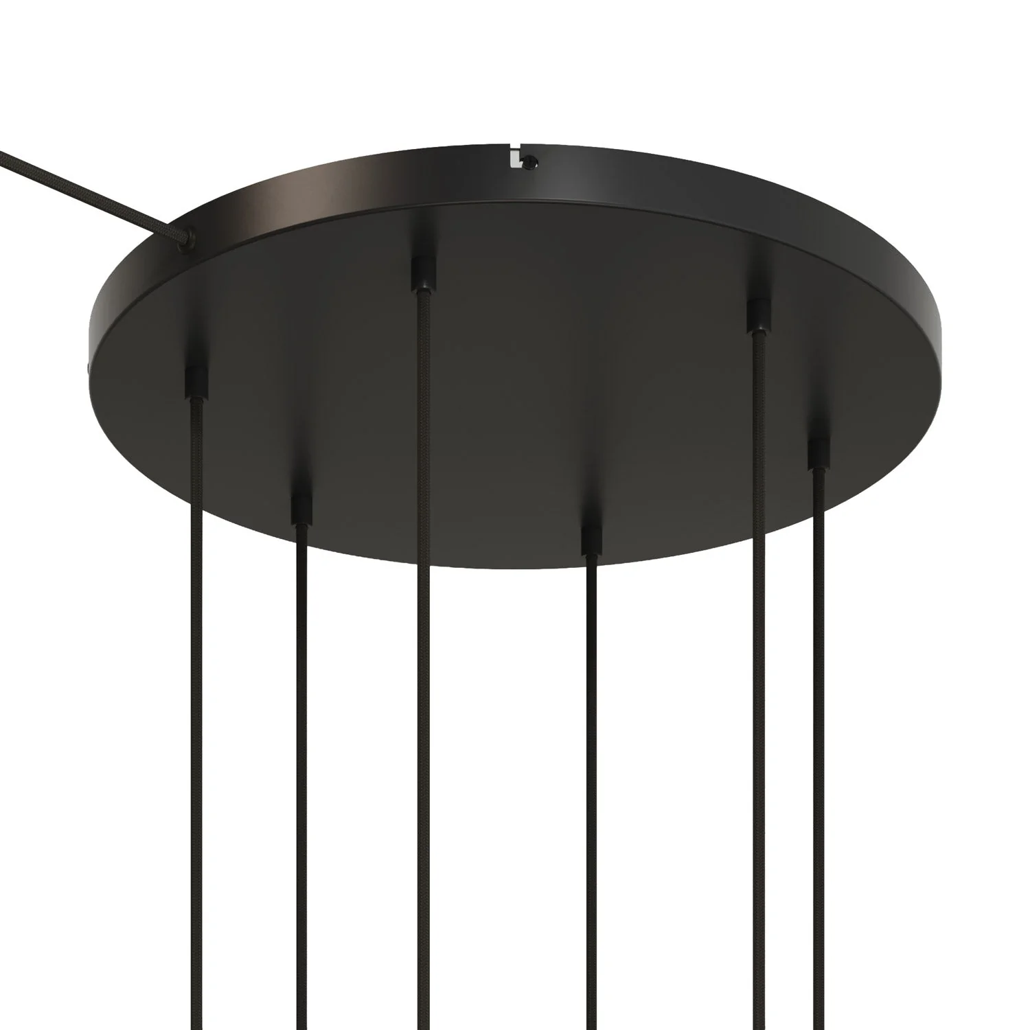 Round aluminum ceiling canopy Ø 50 cm with bracket and grounding cord, with 6 front holes - Black - Image 6