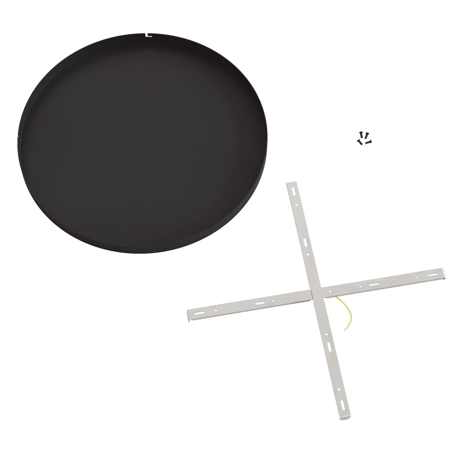 Round aluminum Ceiling canopy Ø 50 cm with bracket and grounding Cord, without holes - Black - Image 4