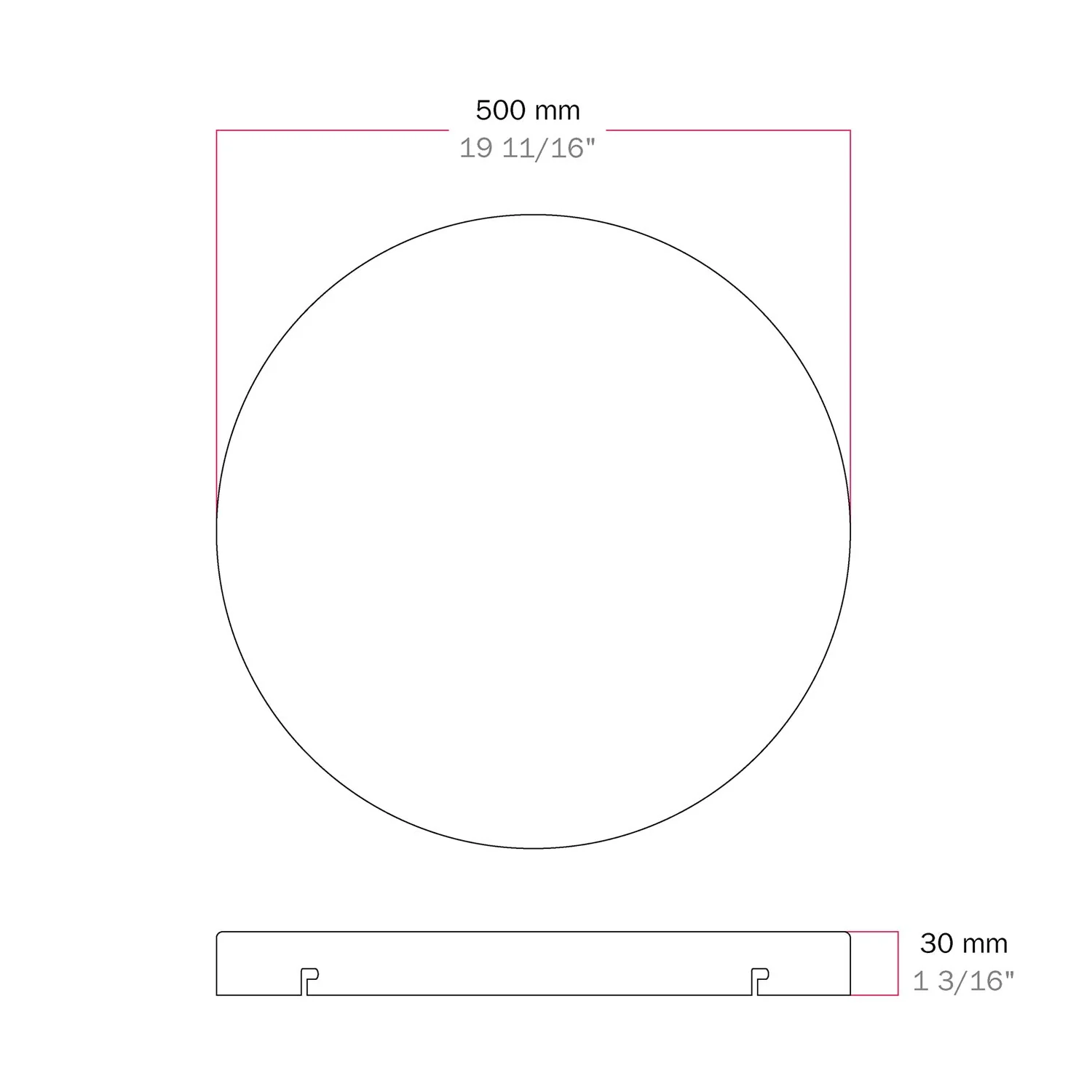 Round aluminum Ceiling canopy Ø 50 cm with bracket and grounding Cord, without holes - Black - Image 5
