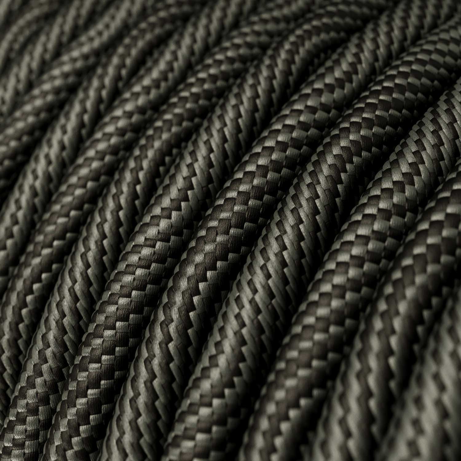Round Vertigo HD electric cable covered with Optical Black and Gray fabric ERM67 - Image 2