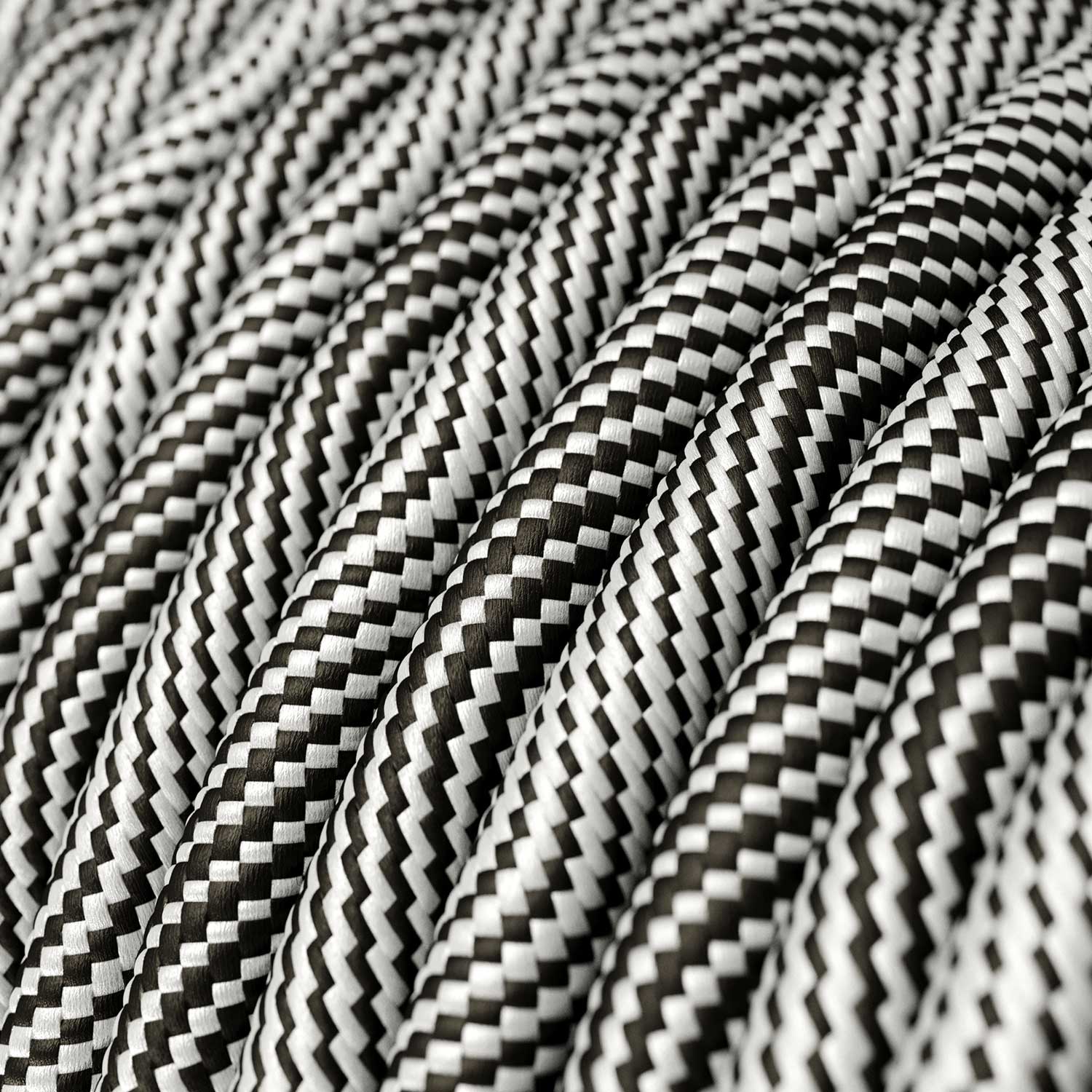 Round electric Vertigo HD cable covered with Optical Black and Silver fabric ERM64 - Image 2