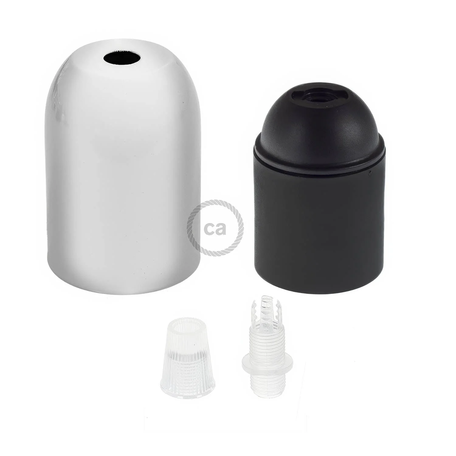 Rounded Top metal E26 light bulb socket kits - Chrome - Image 2