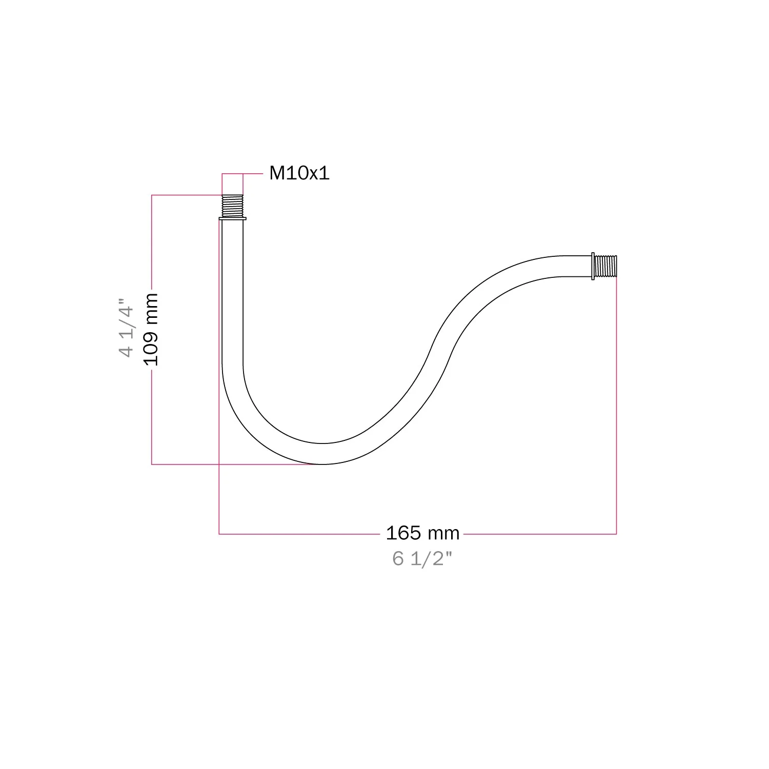 S-shaped curved metal extension tube for lamp, 16.5 cm - Brushed bronze - Image 3
