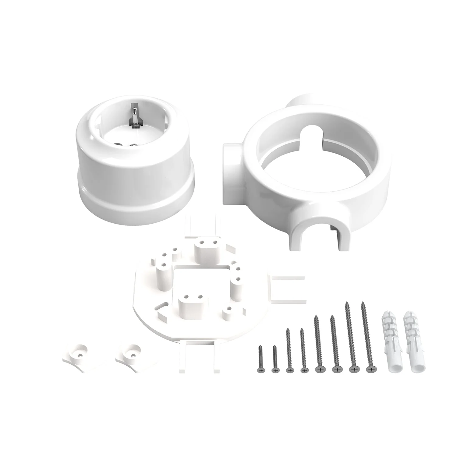Schuko wall socket kit and base for Creative-Tubes in porcelain - White - Image 24