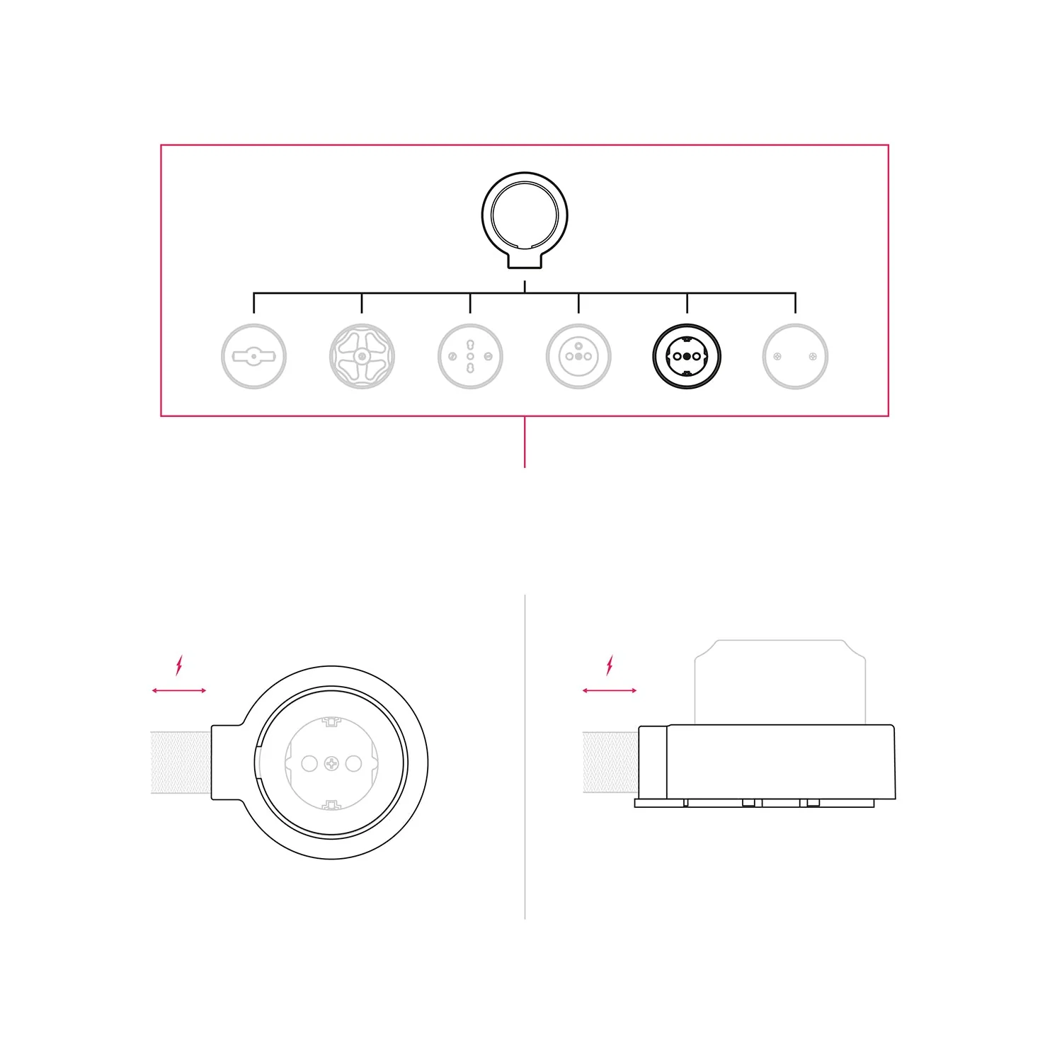 Schuko wall socket kit and base for Creative-Tubes in porcelain - White - Image 7