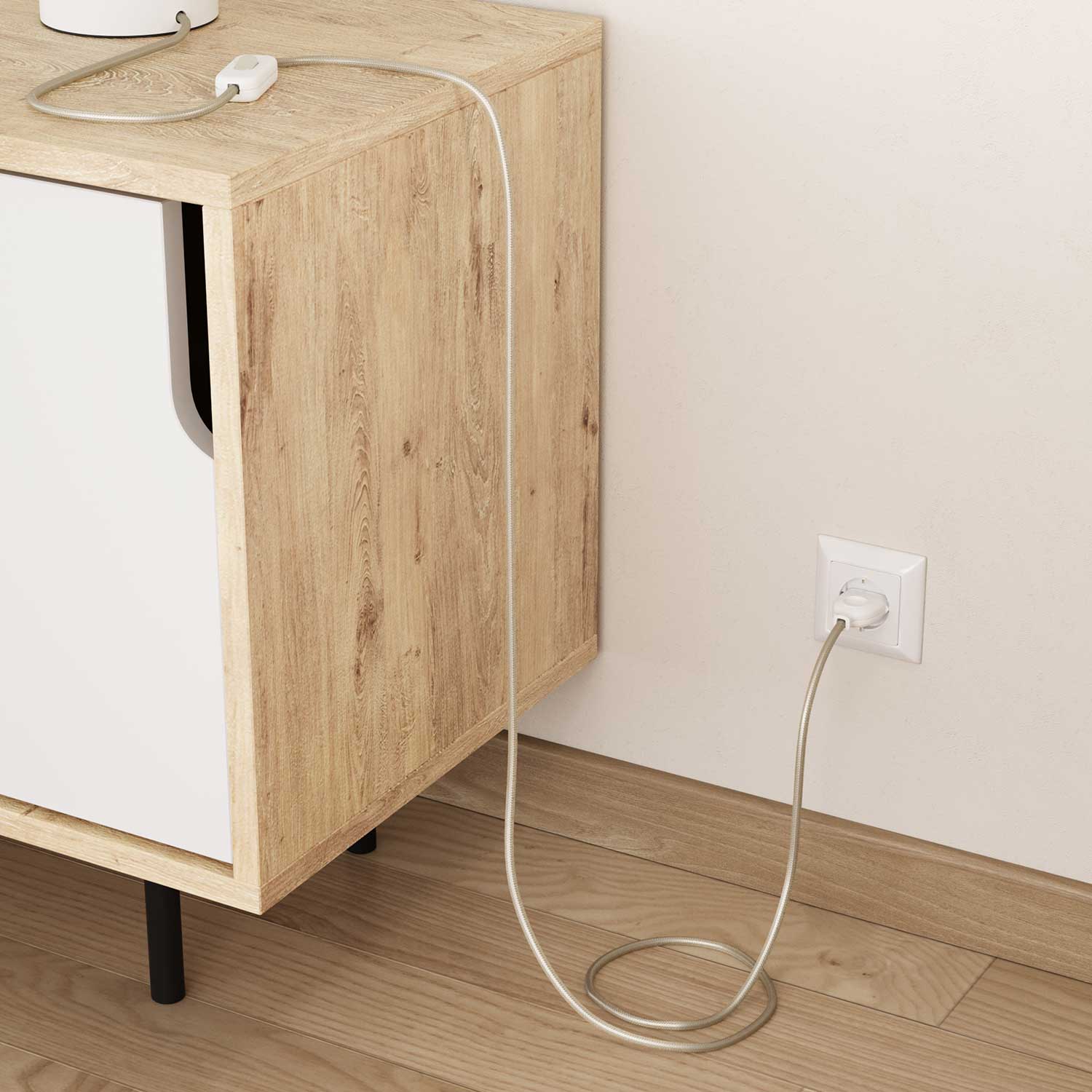 Pearl White glossy textile Cable - The Original Creative Cables, for refined lamps - RM00 - Image 3