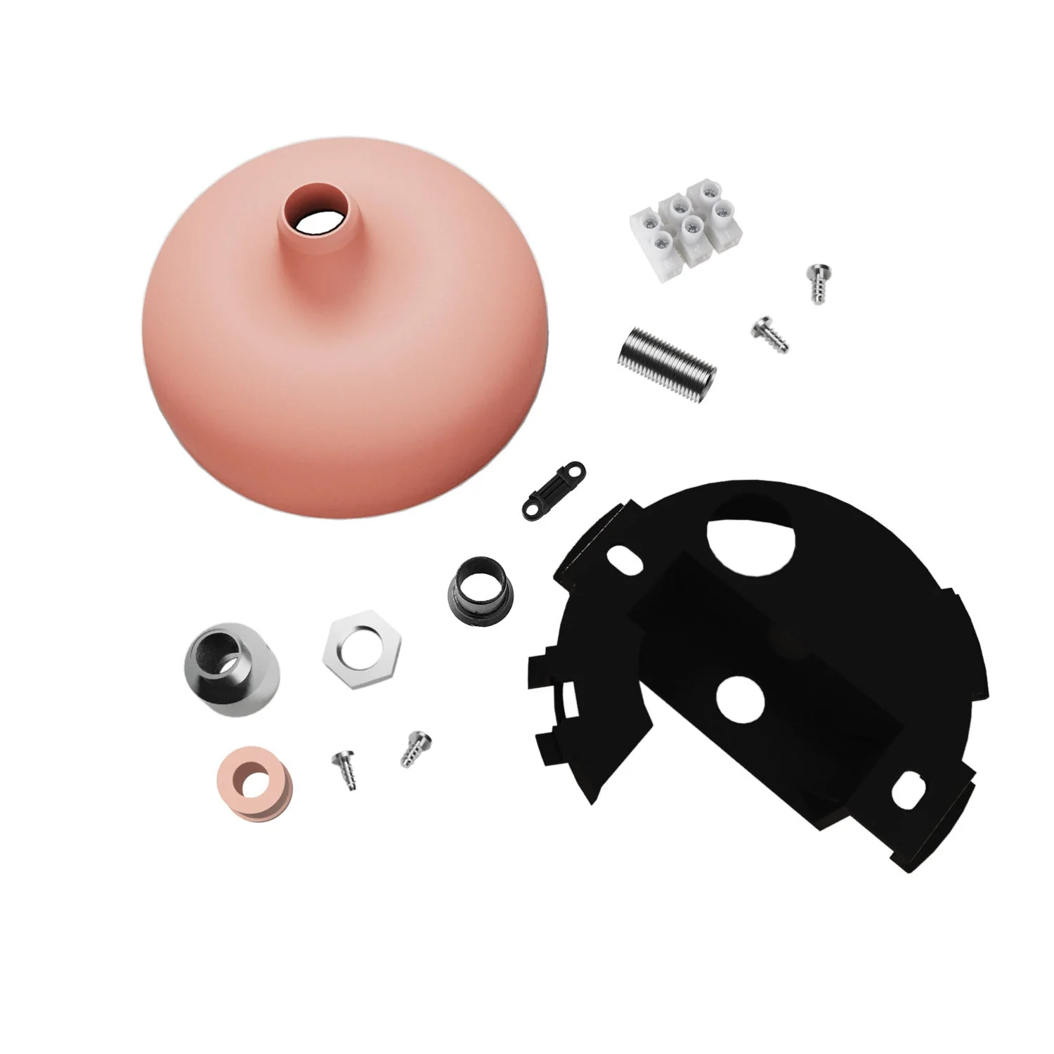 Silicone ceiling rose kit with central hole and provision for side hole - Salmon - Image 2
