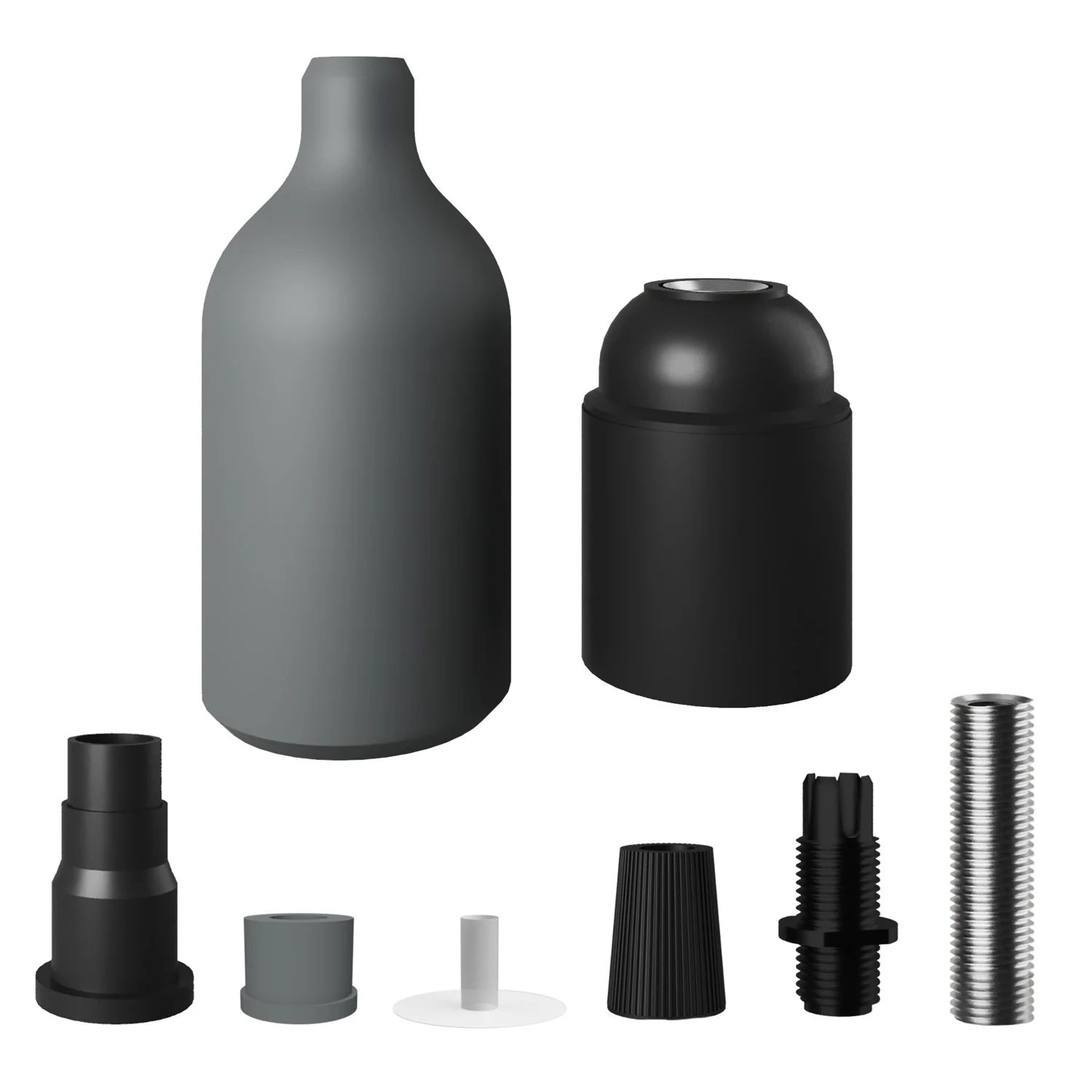 Silicone E26 socket kit with hidden cable clamp - Grey - Image 2