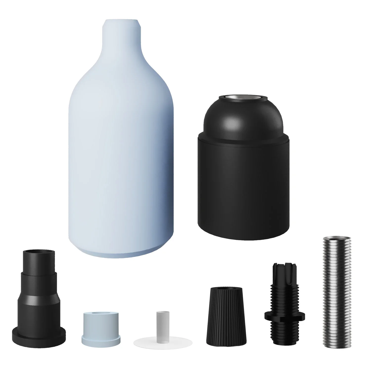 Silicone E26 socket kit with hidden cable clamp - Soft blue - Image 2