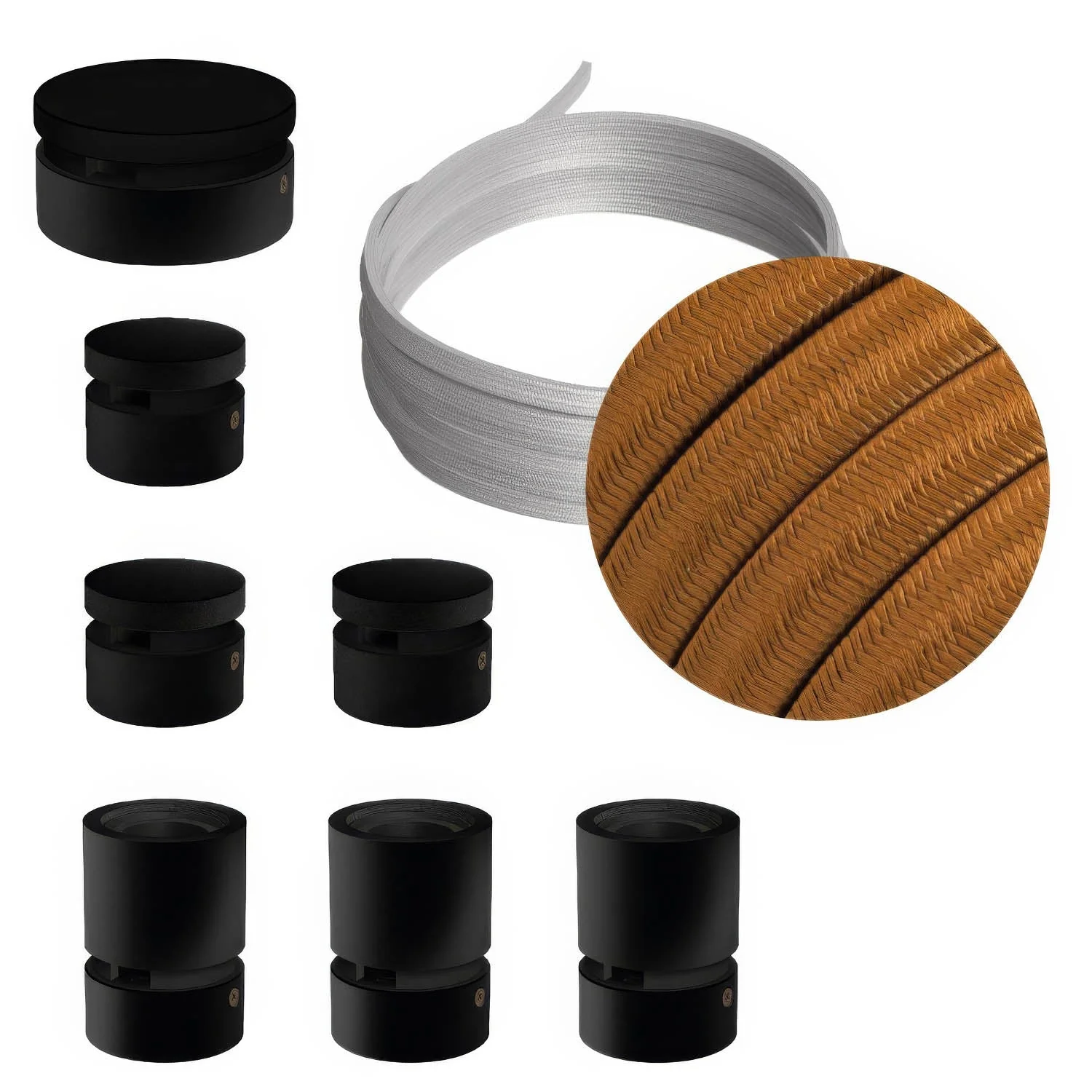 Filé Linear System Kit - with 5 m CM22 cable for string light and 7 black painted wooden components for indoor use