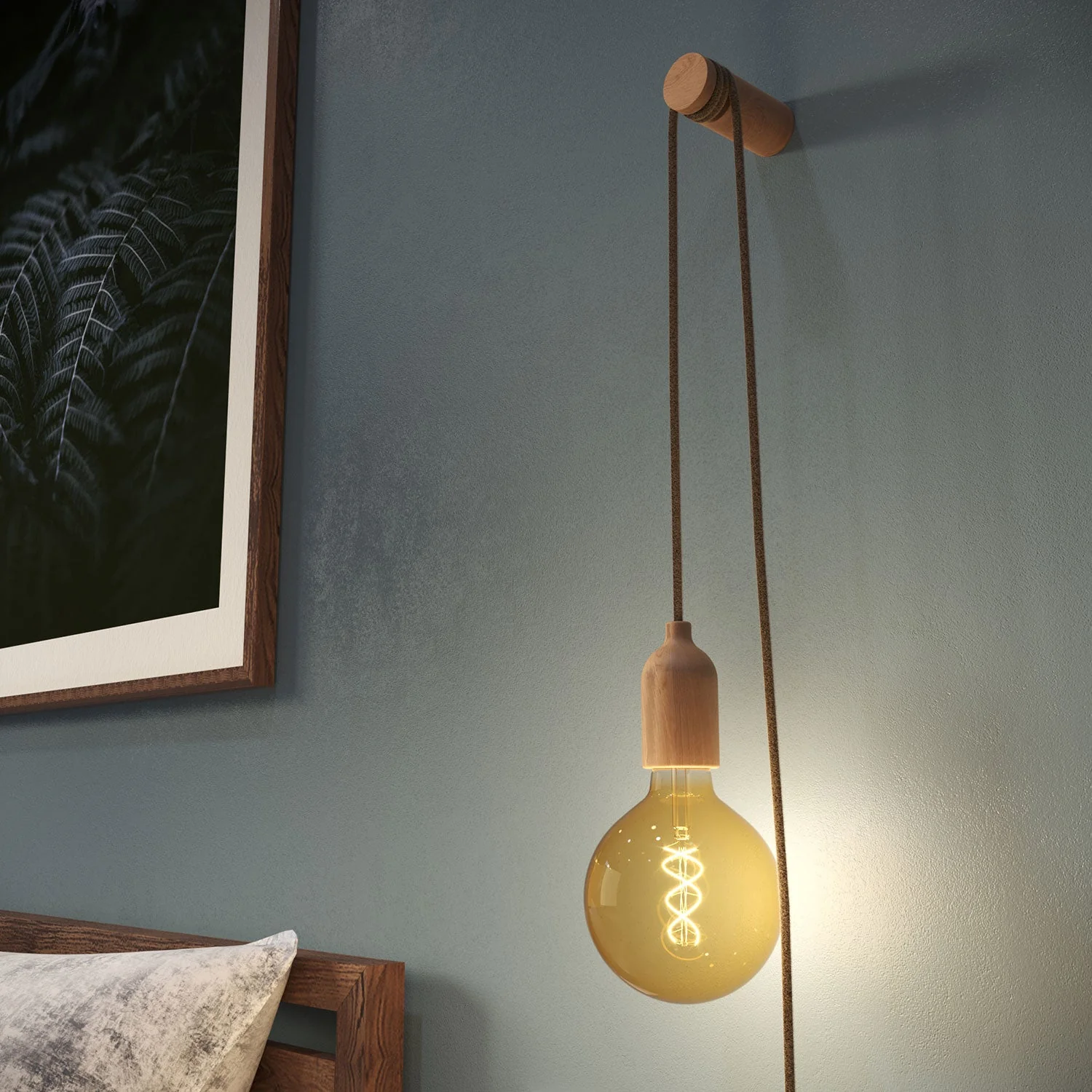 Snake, wiring with wooden lamp holder, neutral Rolé cable grommet and UK plug - Image 2