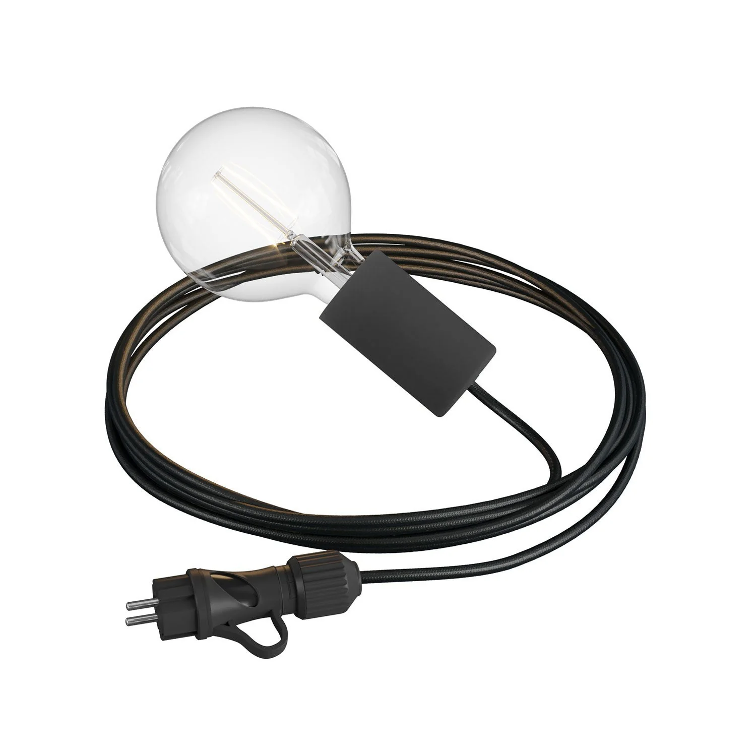 Snake Modulair Elegant, portable outdoor lamp, 5 m fabric cable, IP65 lamp holder and plug - Black
