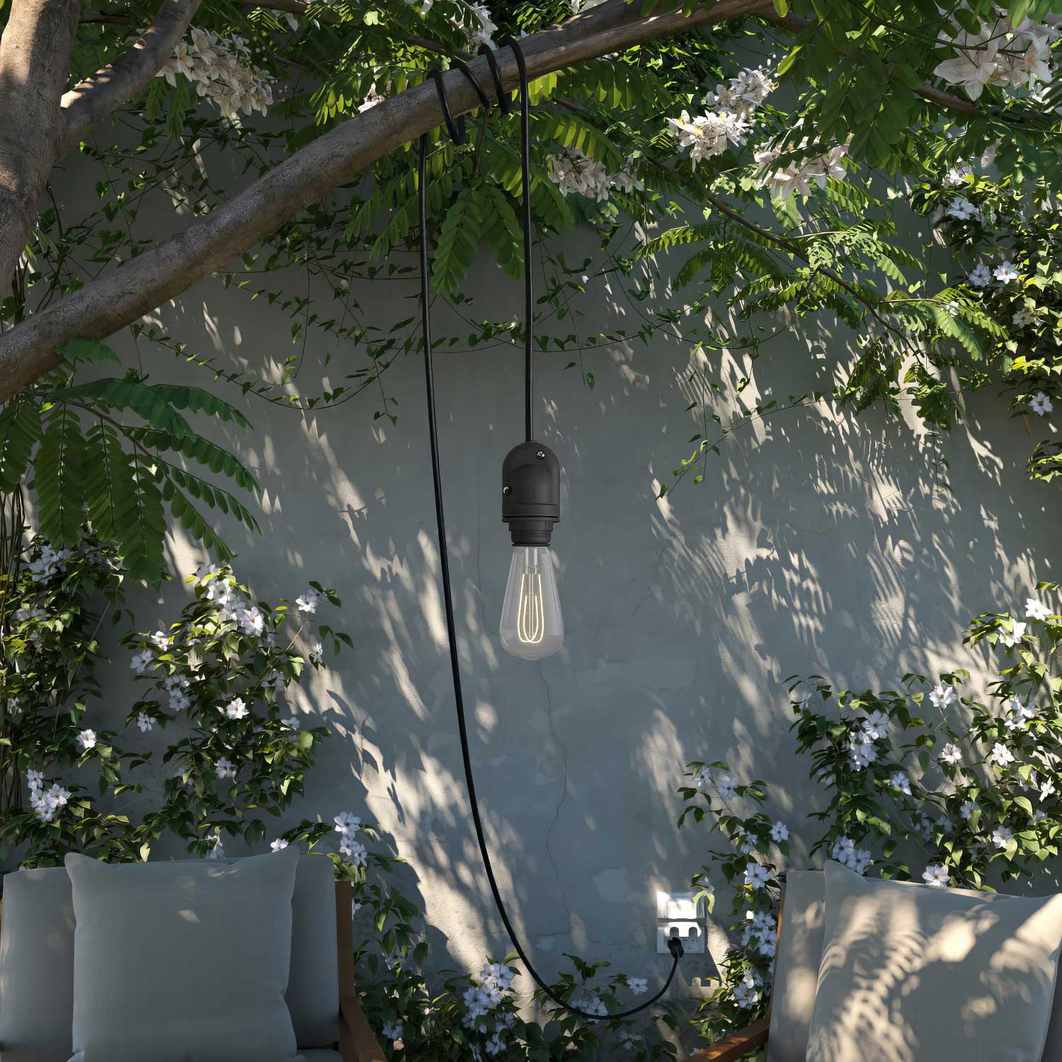 Snake Modulair, portable outdoor lamp, 5 m fabric cable, IP65 lamp holder and plug - Black - Image 2